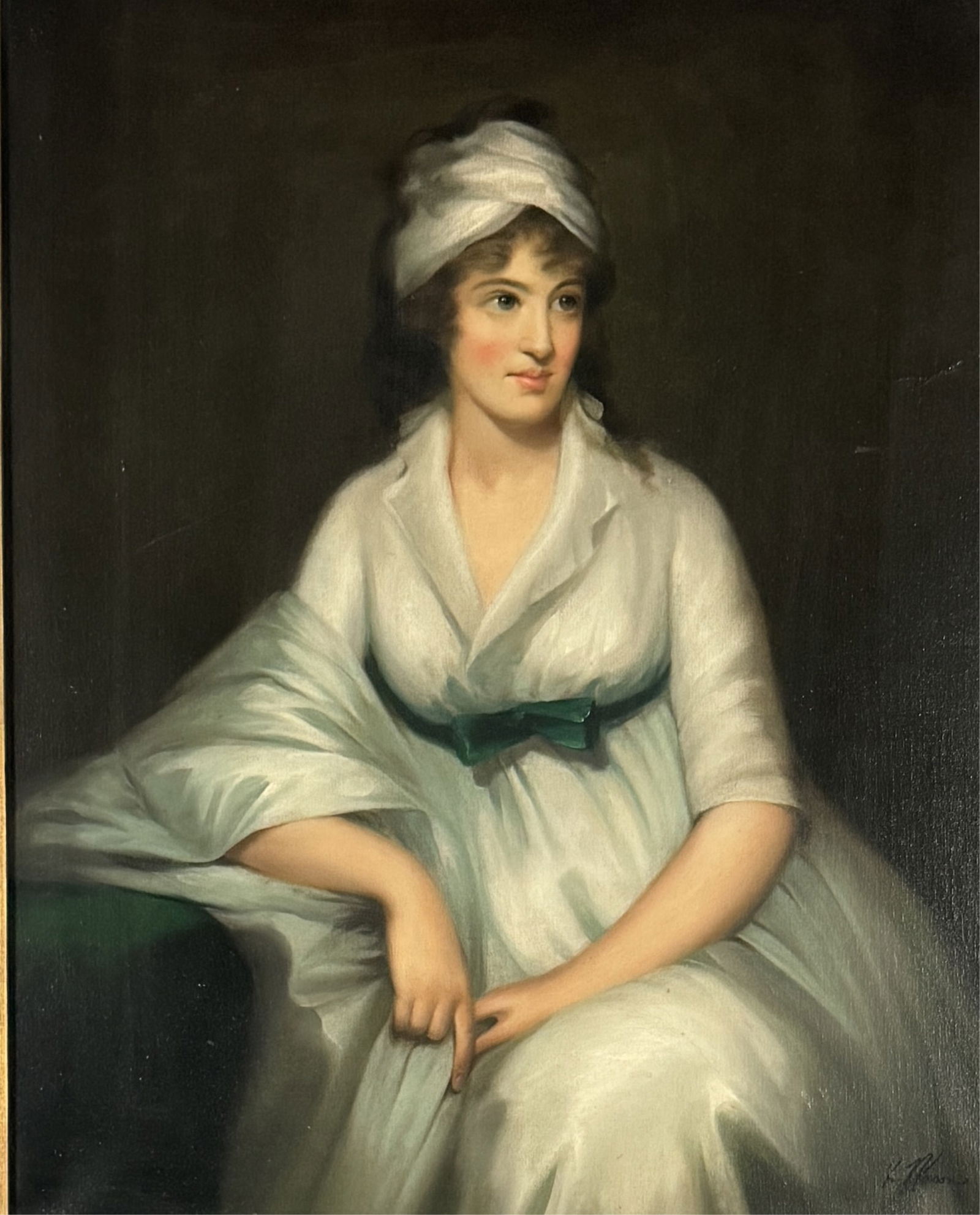 Vintage Portrait Signed Illegibly Oil on Canvas (1 of 5)