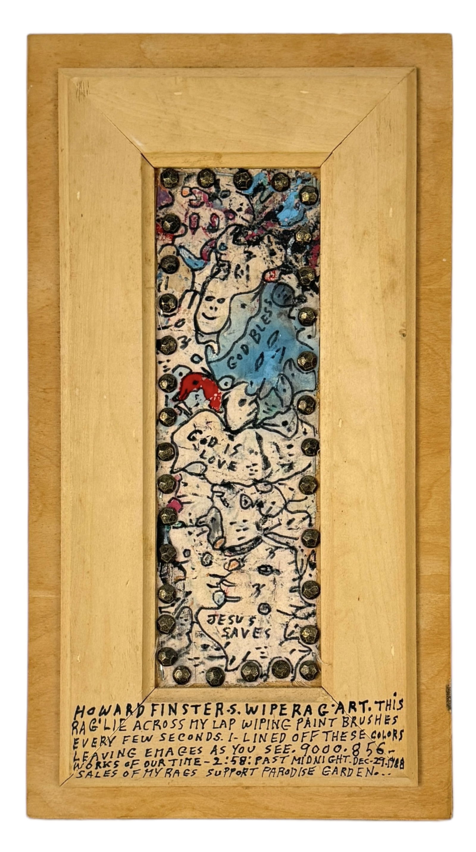 Howard Finster "God Bless You All" Wipe Rag Art (1 of 4)