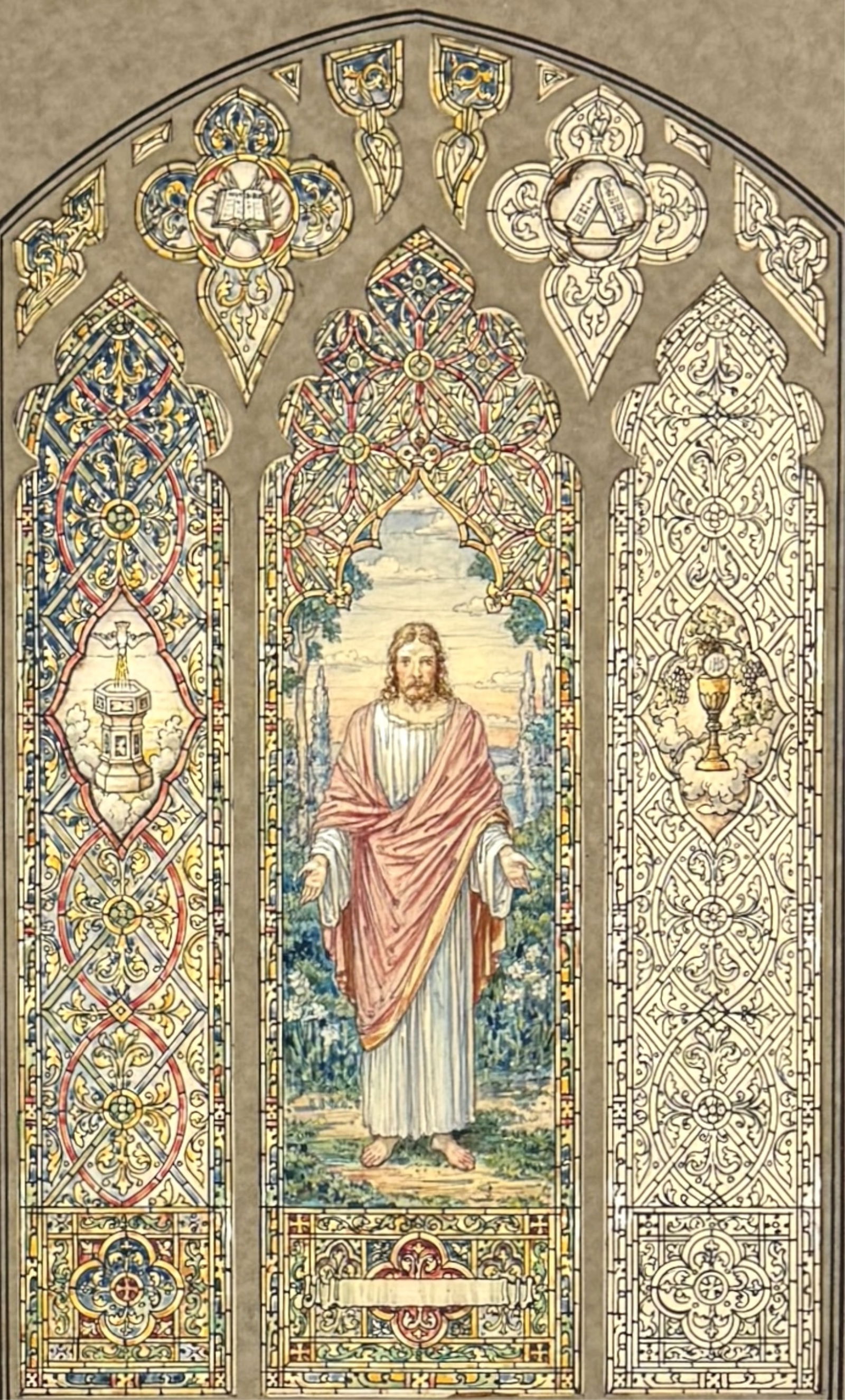 Stained Glass Church Windows Watercolor Study (1 of 3)