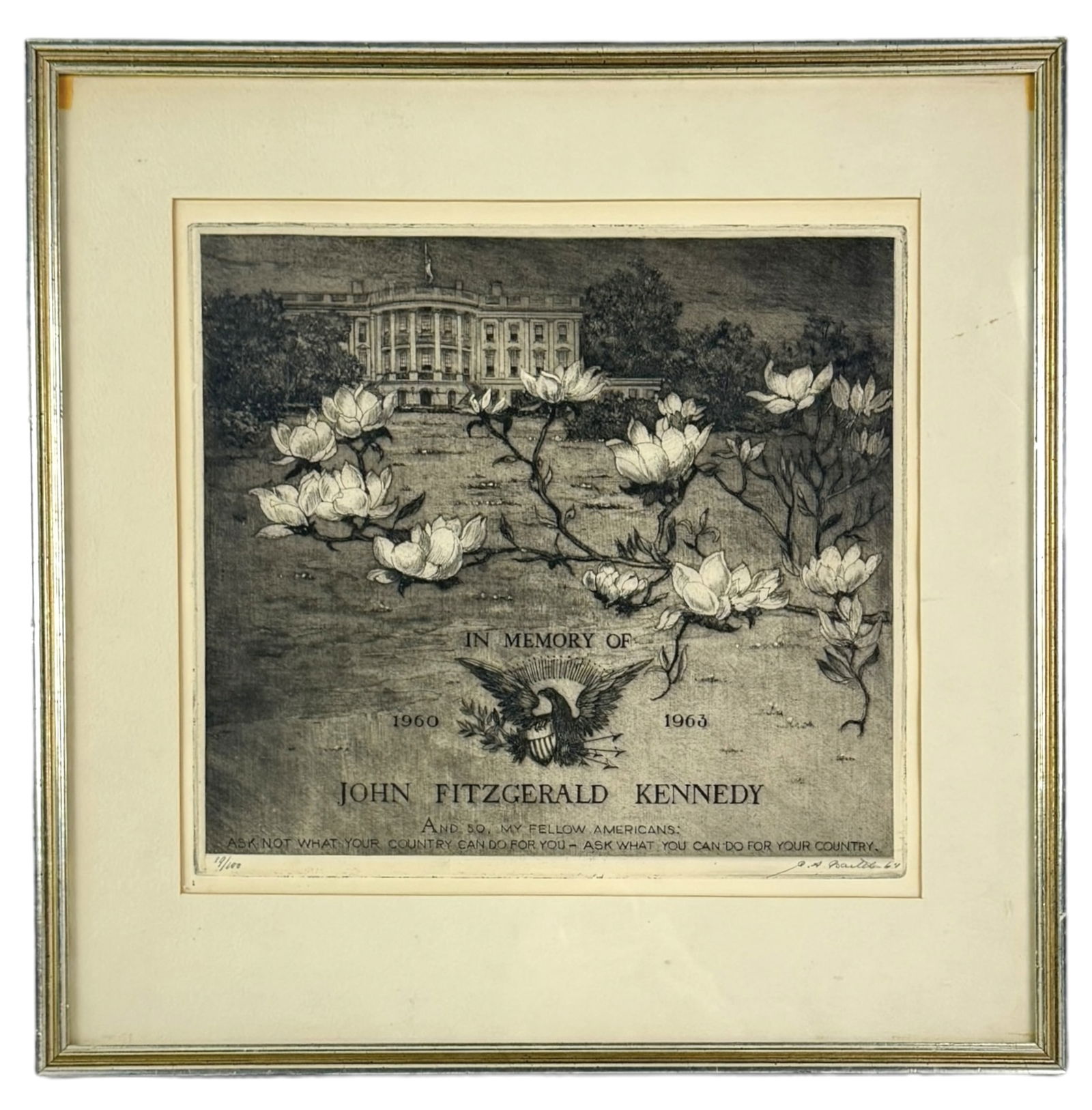 Cornelius A. Bartels JFK Etching W/ Original Study (1 of 8)