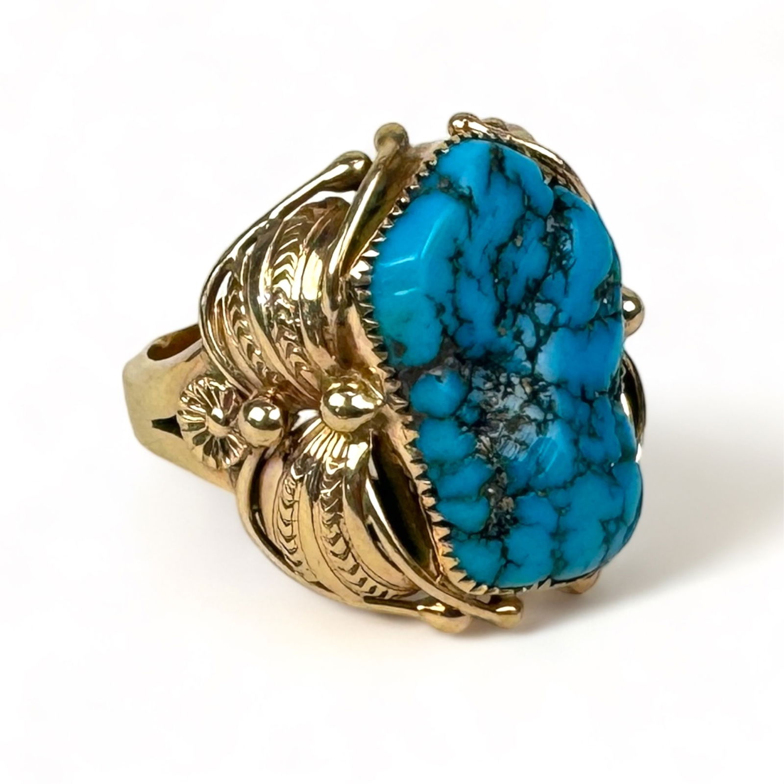 Men's 14K Gold and Turquoise Ring (1 of 7)
