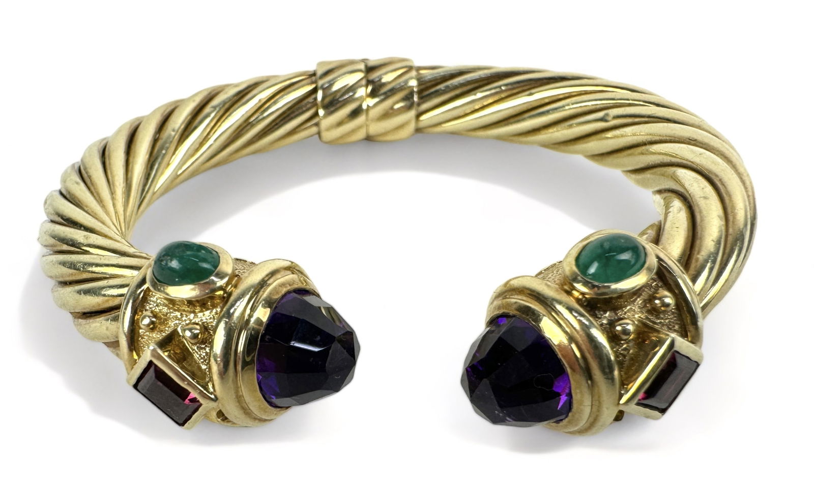 David Yurman 14K Gold Amethyst & Emerald Bracelet (1 of 3)