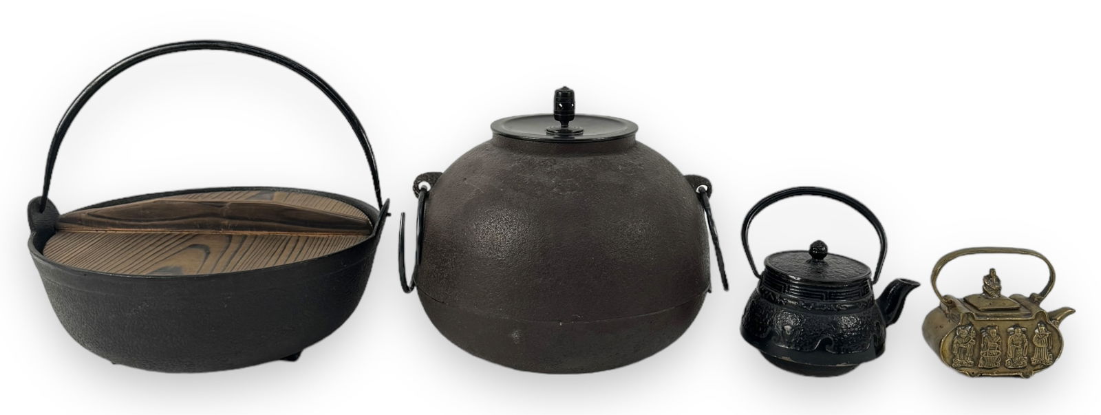 (4) Cast Iron and Brass Teapots and Vessels (1 of 12)