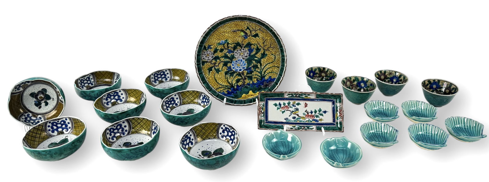 (21) Assorted Asian Aqua Color Serving Pieces (1 of 7)