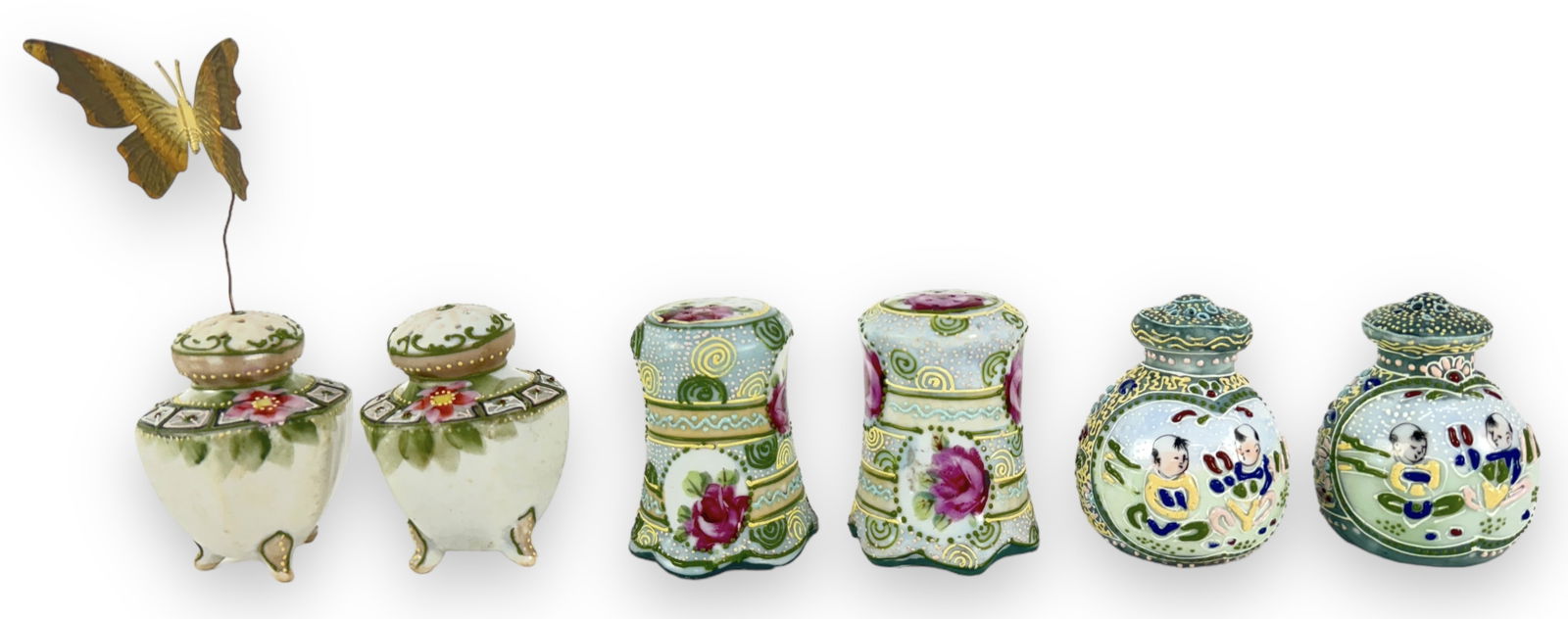 (3) Nippon Salt & Pepper Sets & Metal Butterfly (1 of 5)