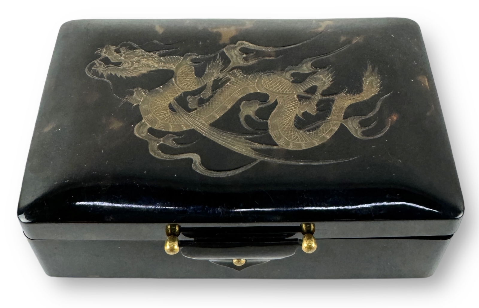 Antique Japanese Tortoise Shell Box w/ Dragon (1 of 7)