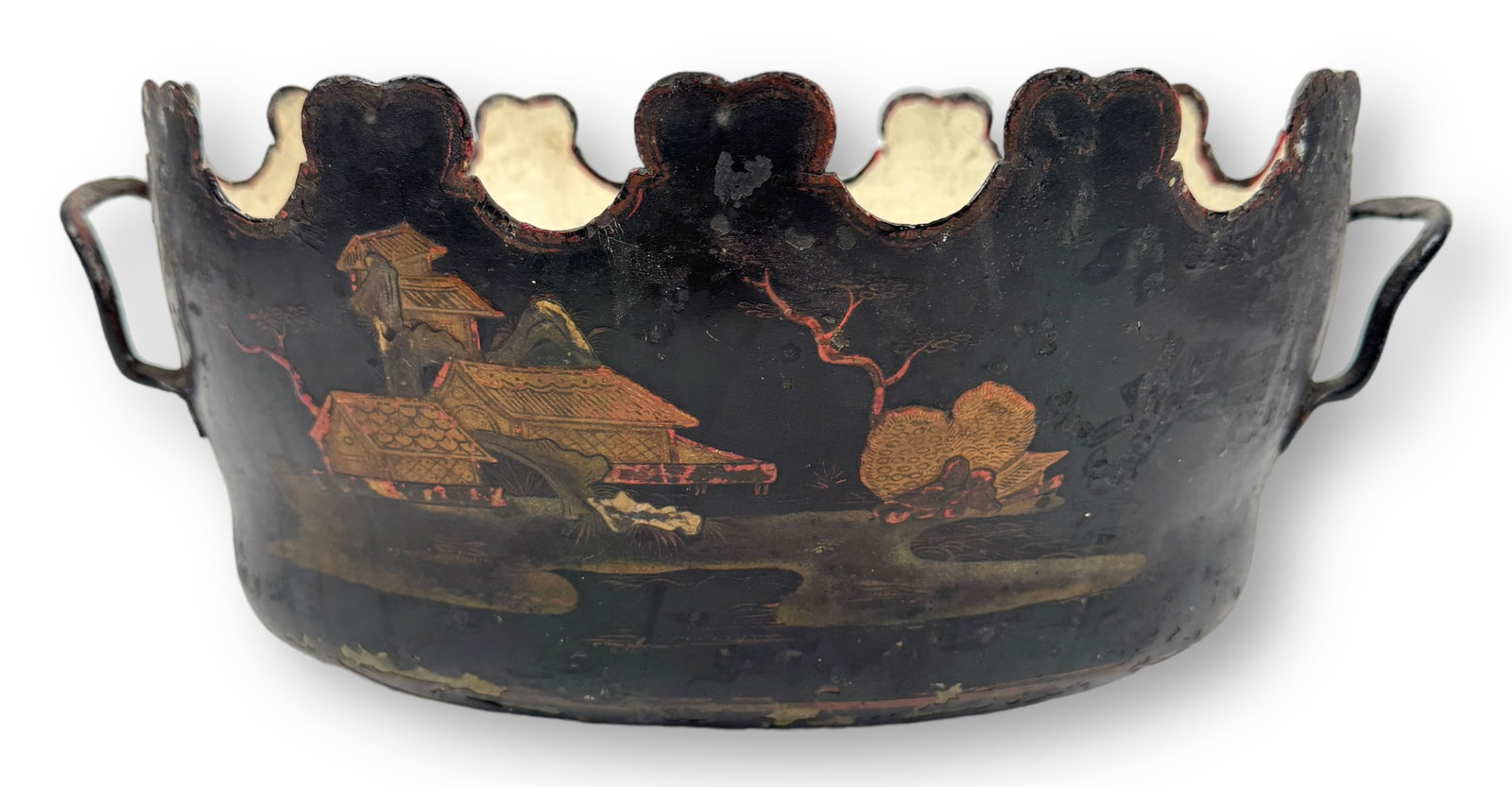 18th Century French Tole Verrieres: Size: 5 3/8" tall x 12 1/4" long x 8 3/8" wide Condition: Loss of paint and finish throughout. Minor crazing. See photos.