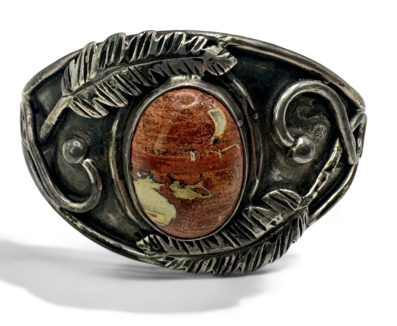 Navajo Sterling Silver and Agate Cuff Bracelet (1 of 4)