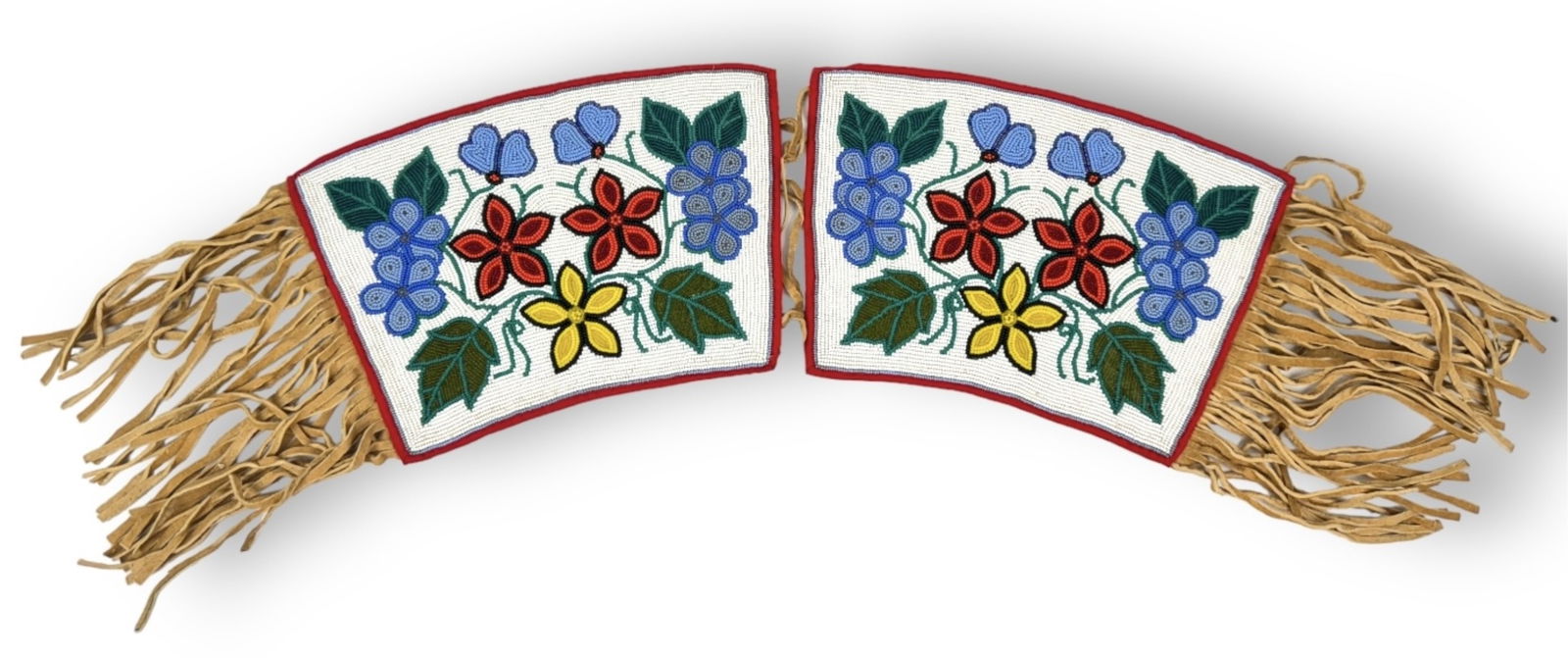 Pair of Native American Beaded Floral Cuffs (1 of 8)