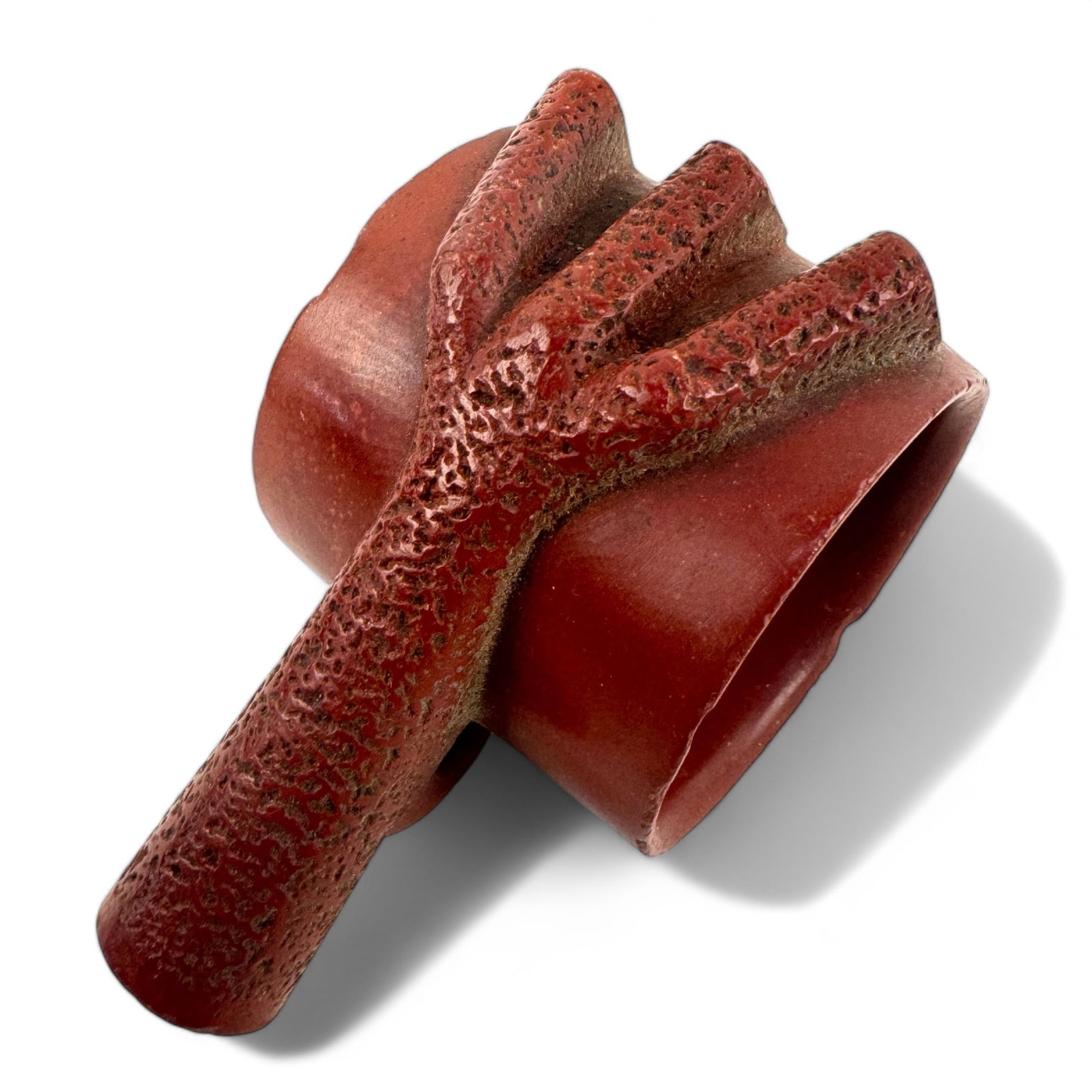 Carved Catlinite Napkin Ring w/ Eagle Claw: Size: 3" long x 1 5/8" across Condition: There are a few chips. See photos.