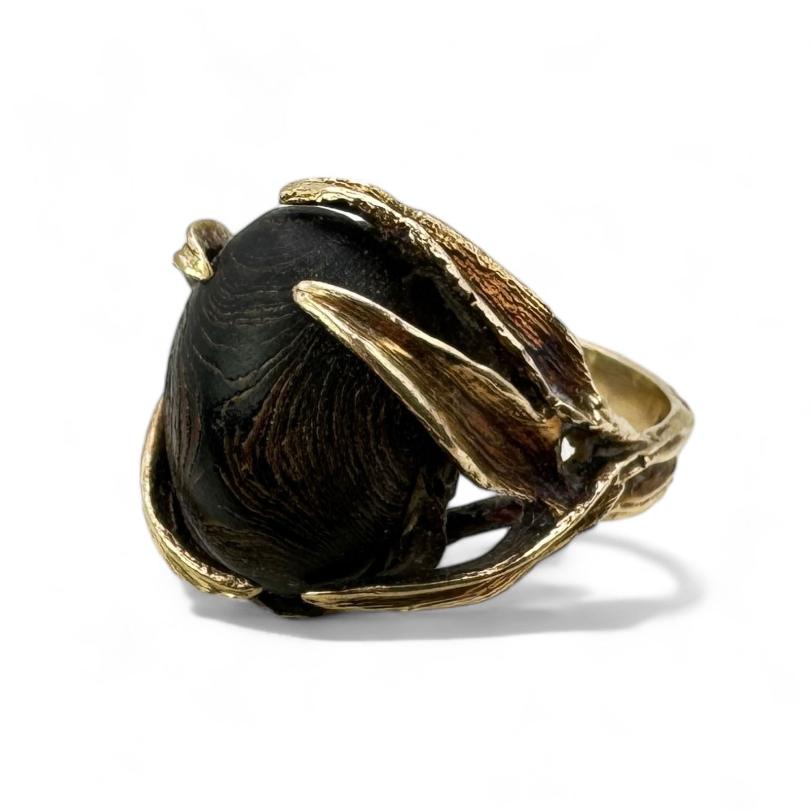 10K Yellow Gold & Black Coral Cocktail Ring (1 of 3)