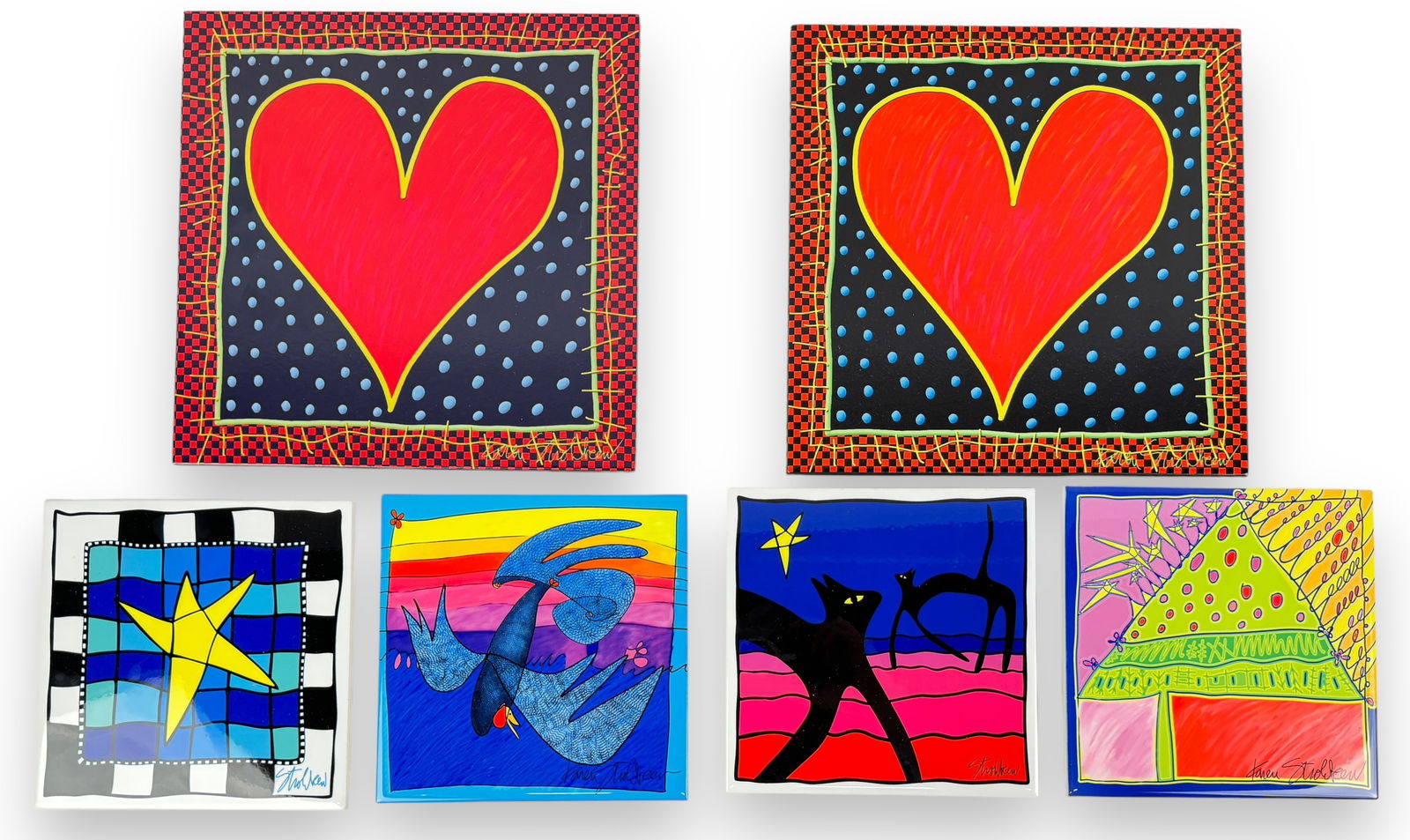 (6) Karen Strohbeen Ceramic Tile Plaques (1 of 5)