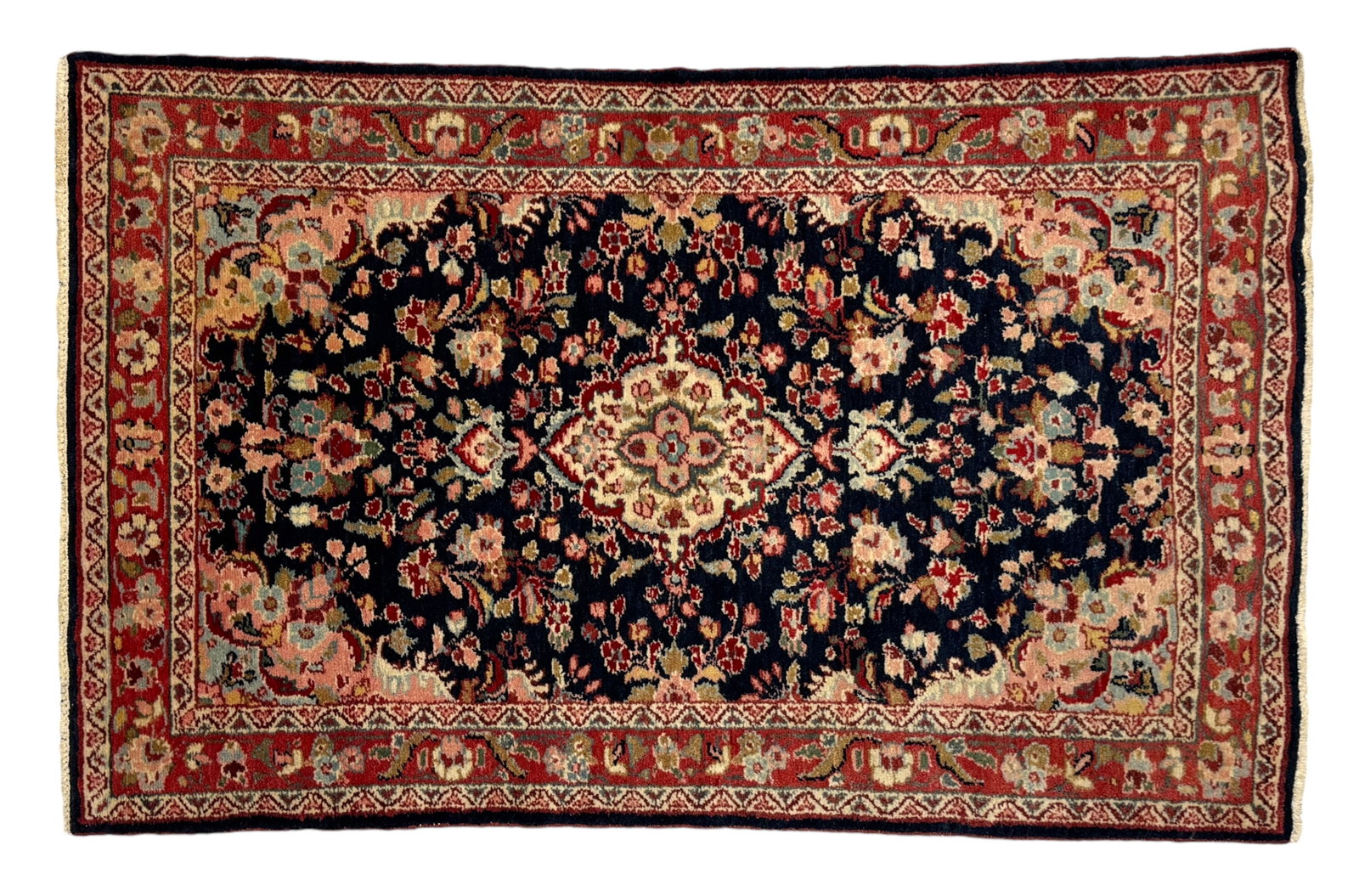 Hand Knotted Persian Rug: Size: 5" x 3' Condition: Very Good vintage condition with no visible loss.