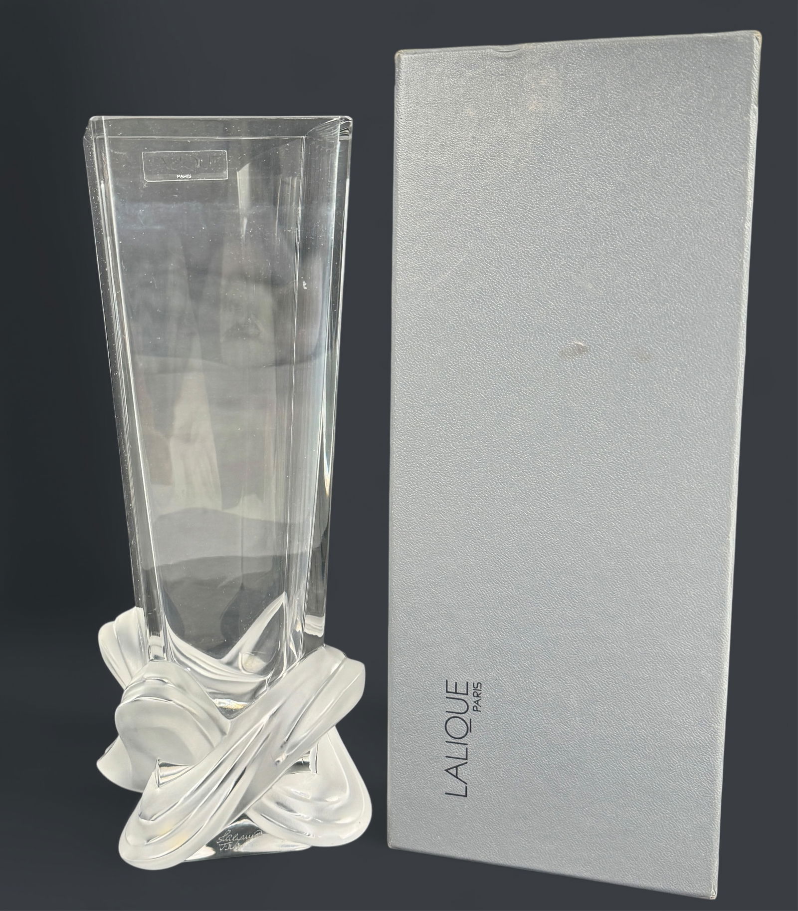 Lalique France Lucca Crystal Flower Vase (1 of 3)