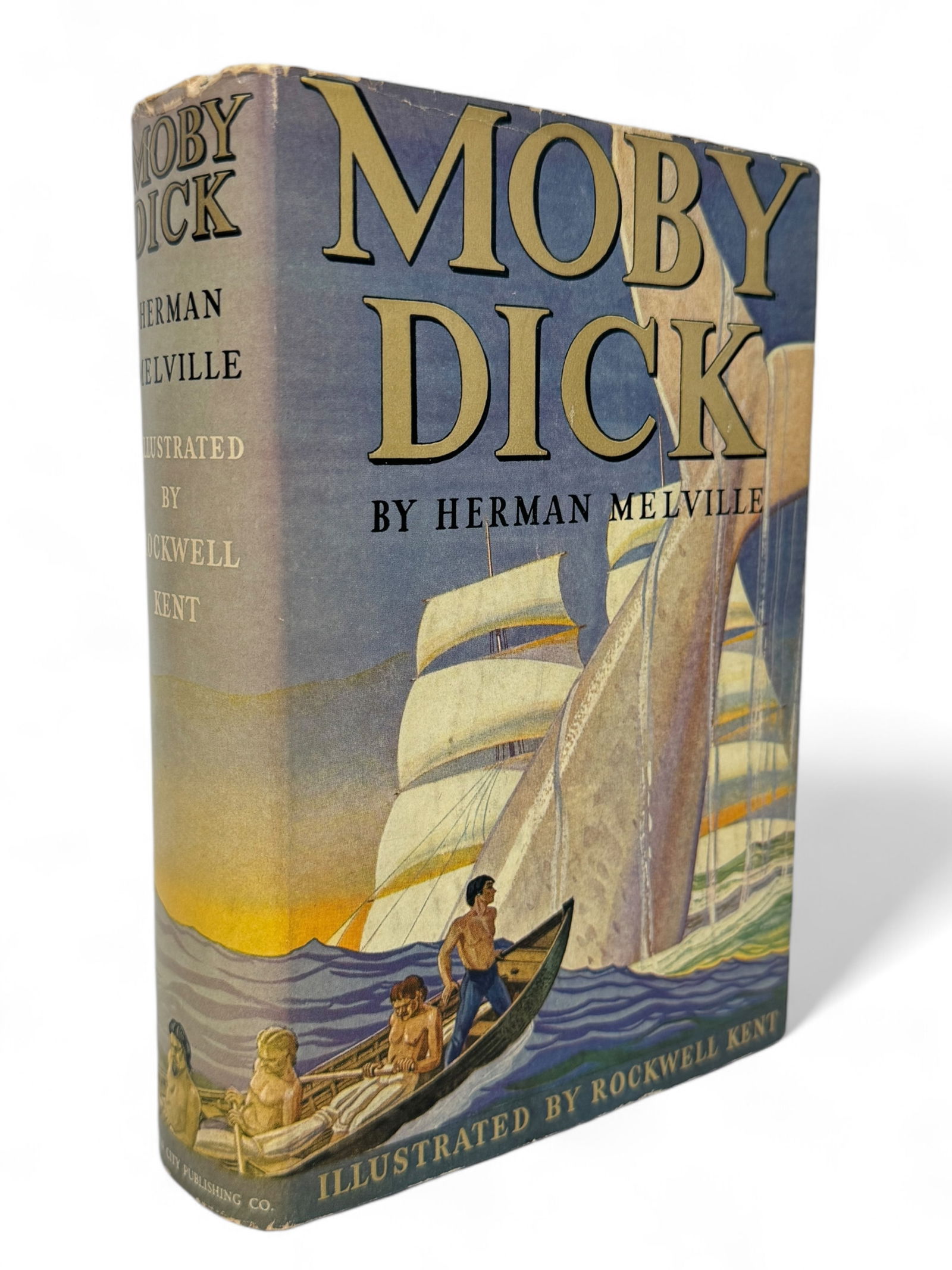 Moby Dick By Herman Melville 1937: Garden City Publishing Co., Inc., Garden City, N.Y. Book is in good vintage condition with pages intact and attached to spine. Some scuffing and minor tears at edges of jacket as seen in photos. Cover