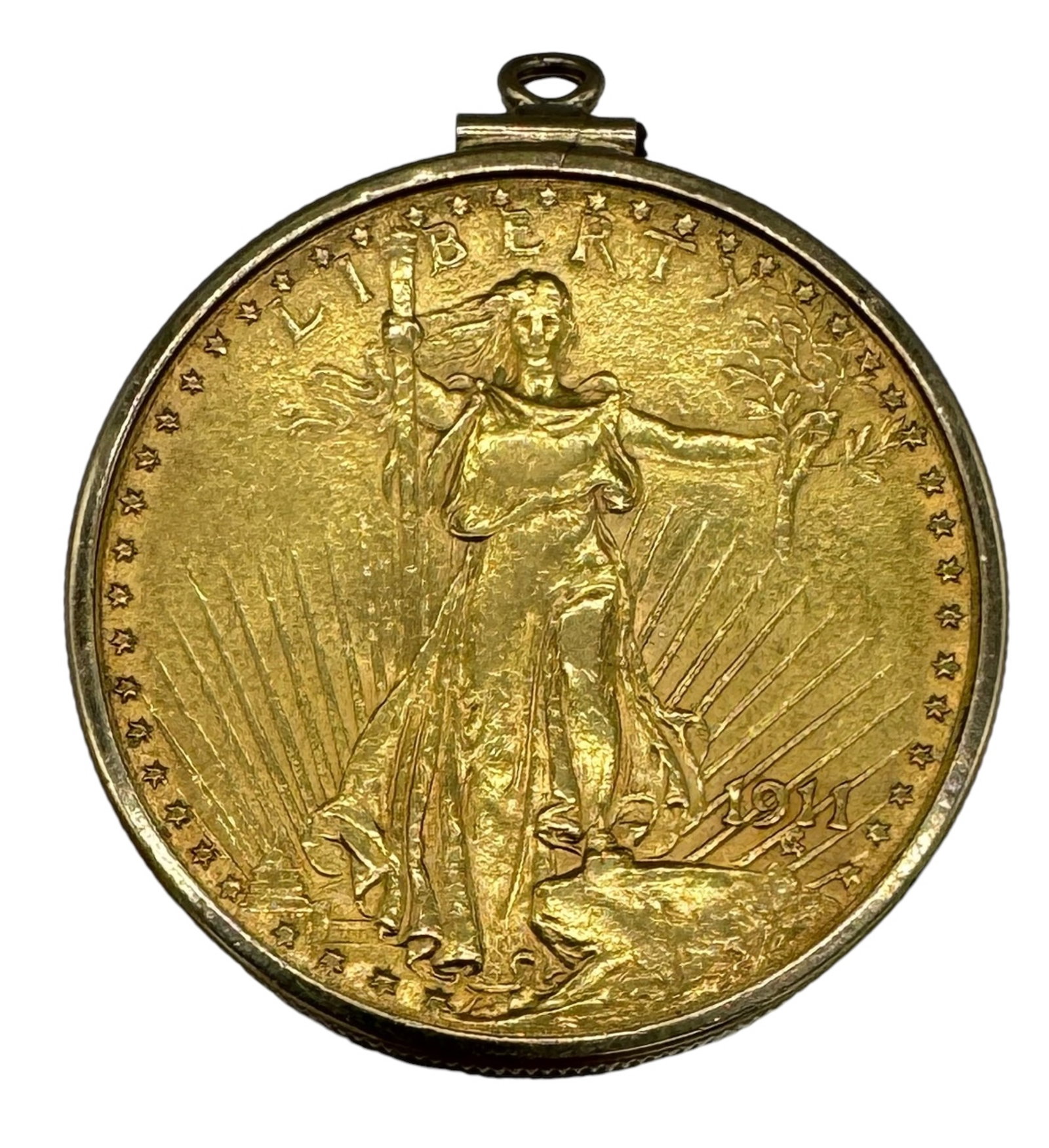 1911 St Gaudens $20 Gold Coin In 14K Bail: Total Weight: 35.6g Condition: Good
