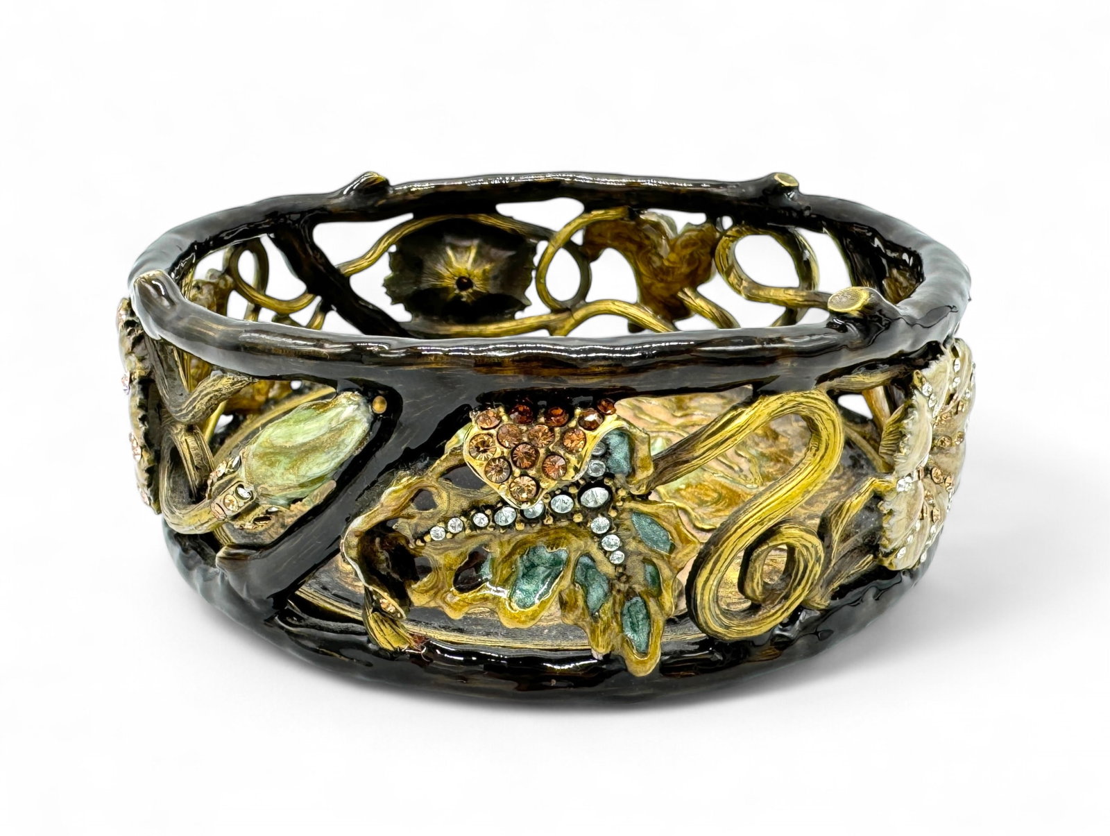 Jay Strongwater Enameled Wine Coaster: Enameled rectangle trinket box accented with Swarovski crystals & dust bag. Dimensions: 3 1/4" x 3 5/8" Condition: like new condition