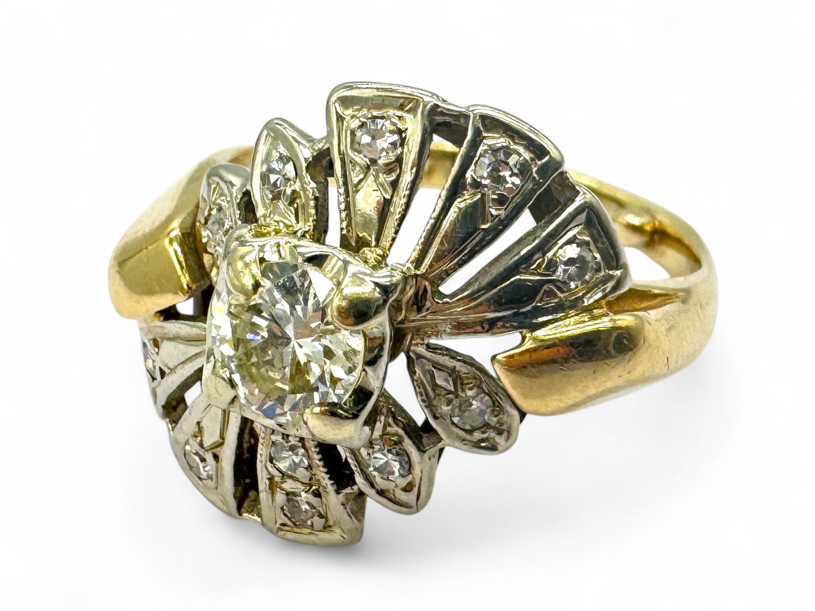 14K Yellow & White Gold Diamond Cocktail Ring (1 of 3)