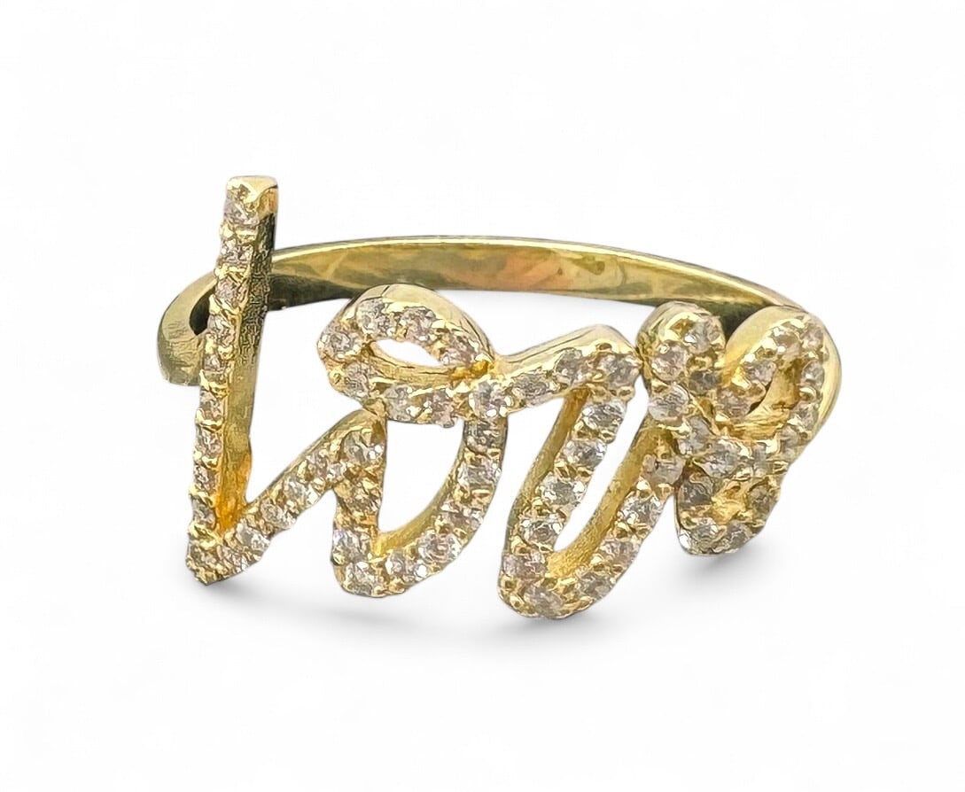 14K Yellow Gold & Diamond "LOVE" Ring (1 of 4)