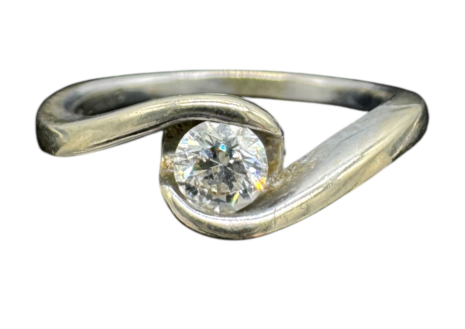 14K White Gold & Solitaire Diamond Ring (1 of 4)