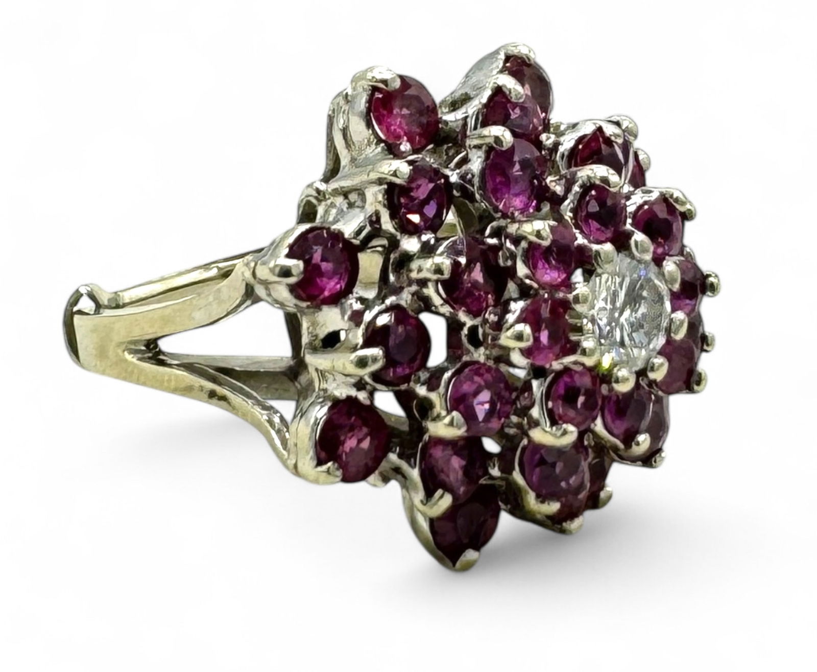 14K Diamond & Pink Stone Cocktail Ring (1 of 4)