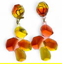 Gaetano Pesce Amber/Gold Faceted Resin Earrings