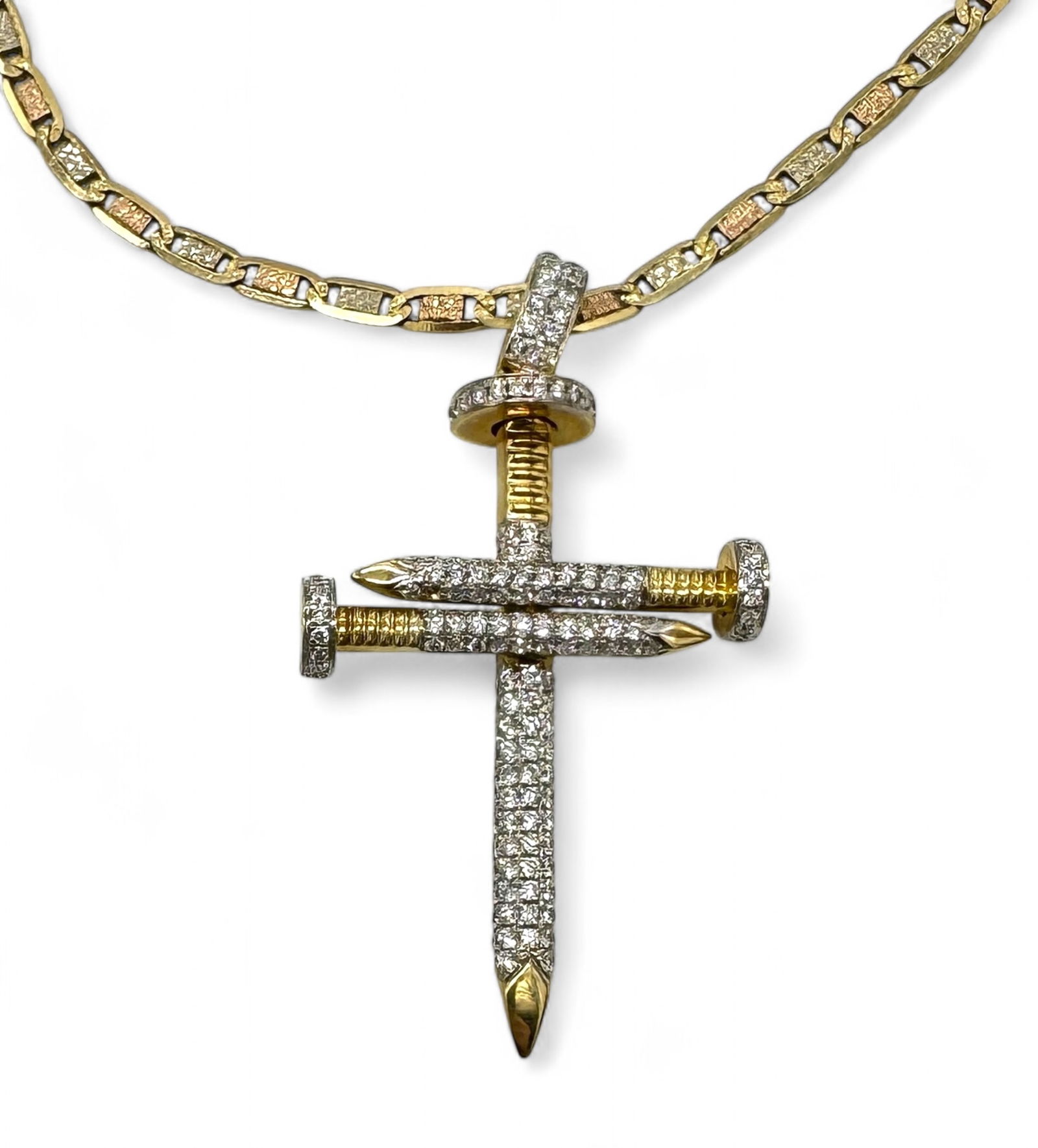 14K Yellow Gold Diamond Cross Necklace (1 of 4)