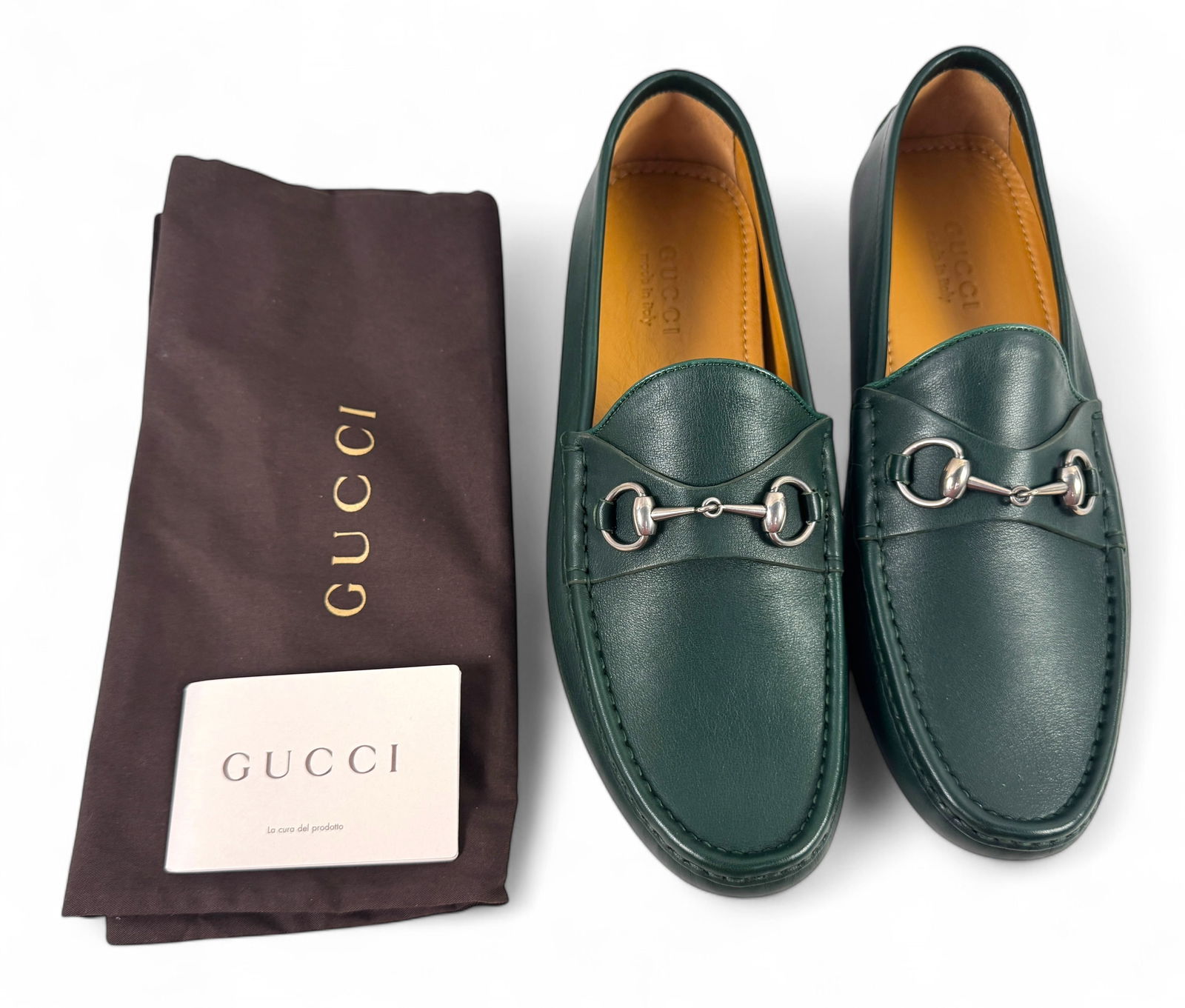 Gucci Horsebit Green Leather Men's Driving Loafer (1 of 5)
