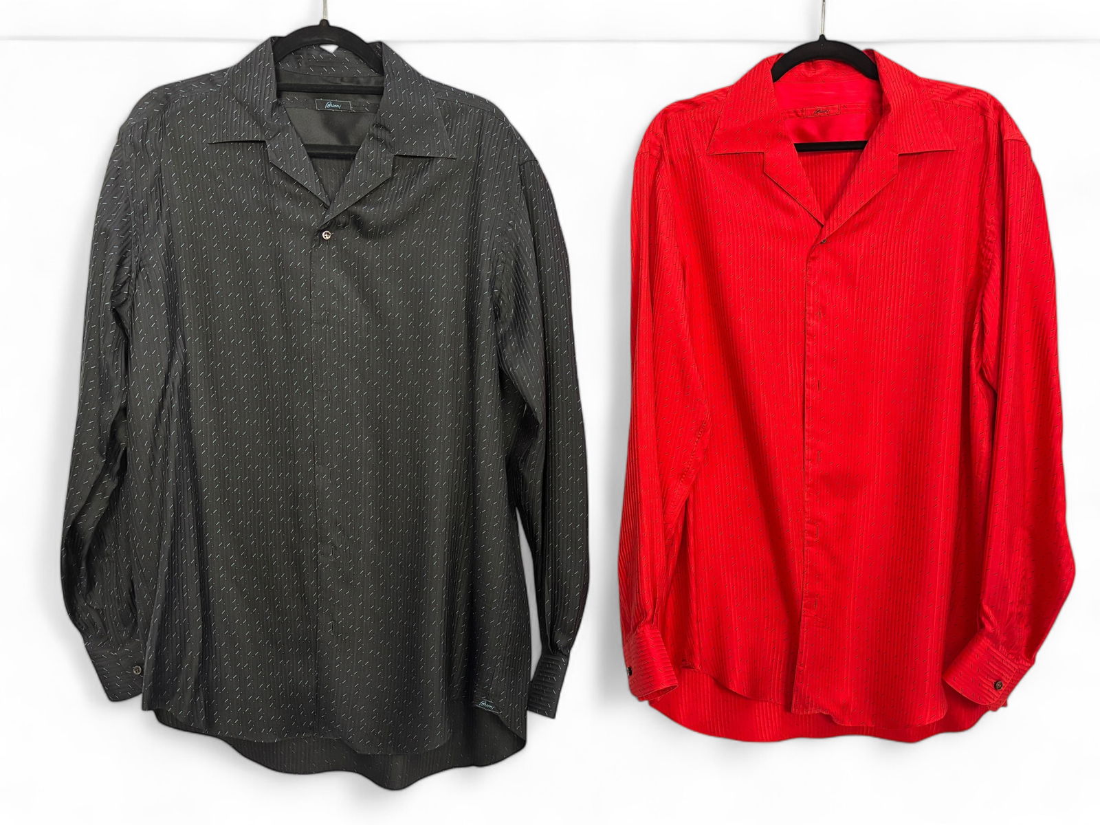 (2) Brioni Open Collar Silk Men's Shirts: 100% Silk Size: Large Condition: Very good