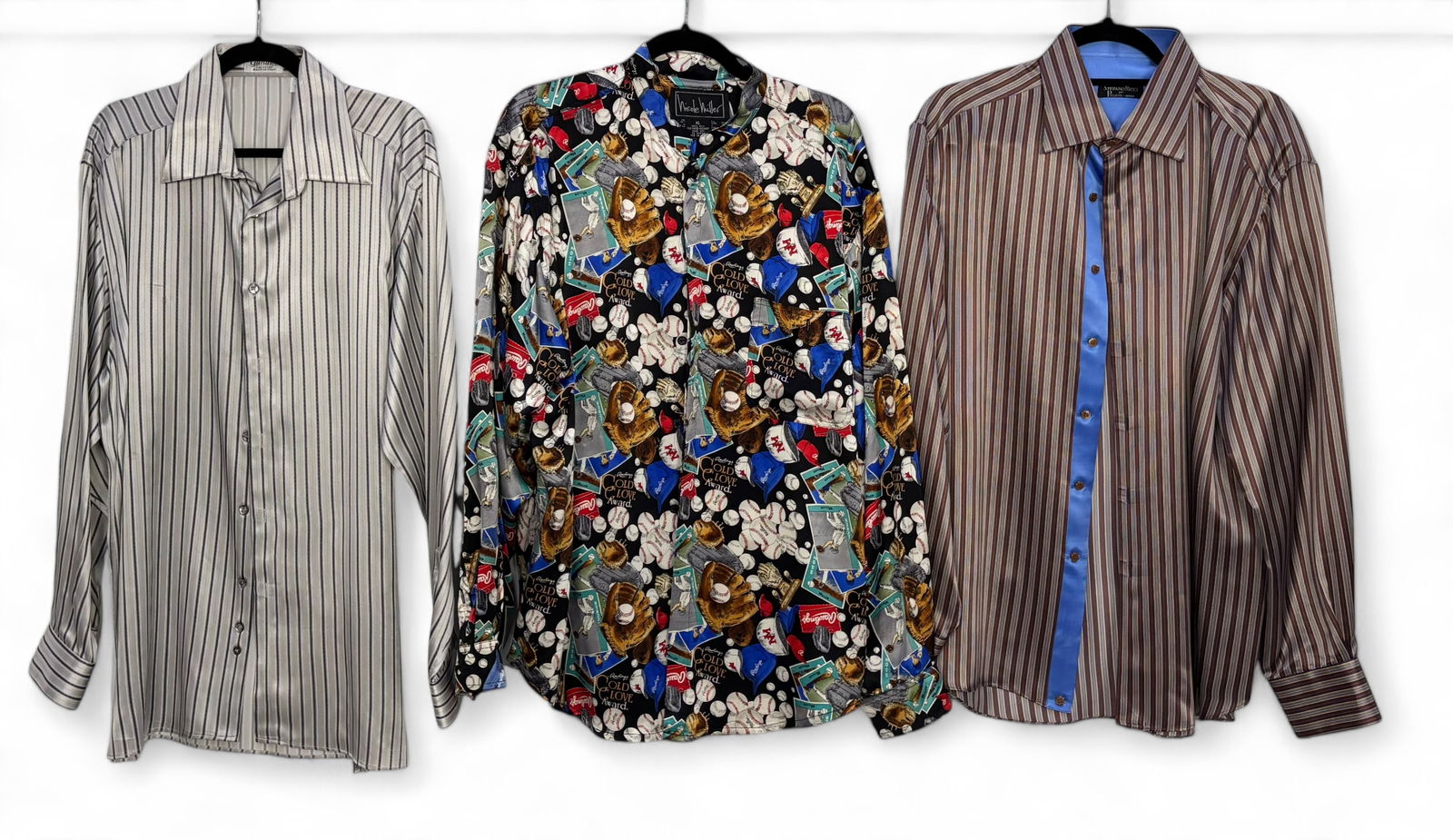 (3) Designer XL Silk Men's Dress Shirts (1 of 6)