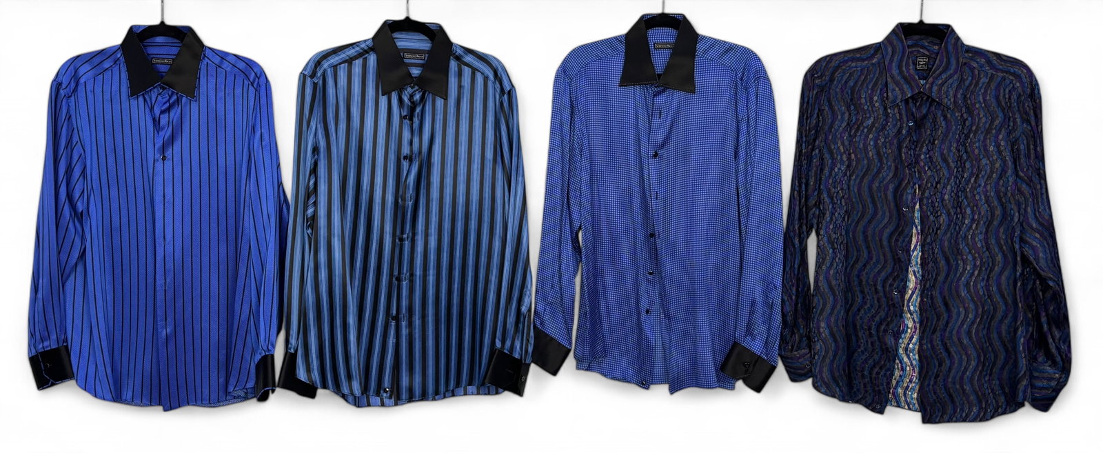 (4) Stefano Ricci Blue Silk Men's Shirts: 100% silk Size: 16 1/2 - 42 Condition: Very good