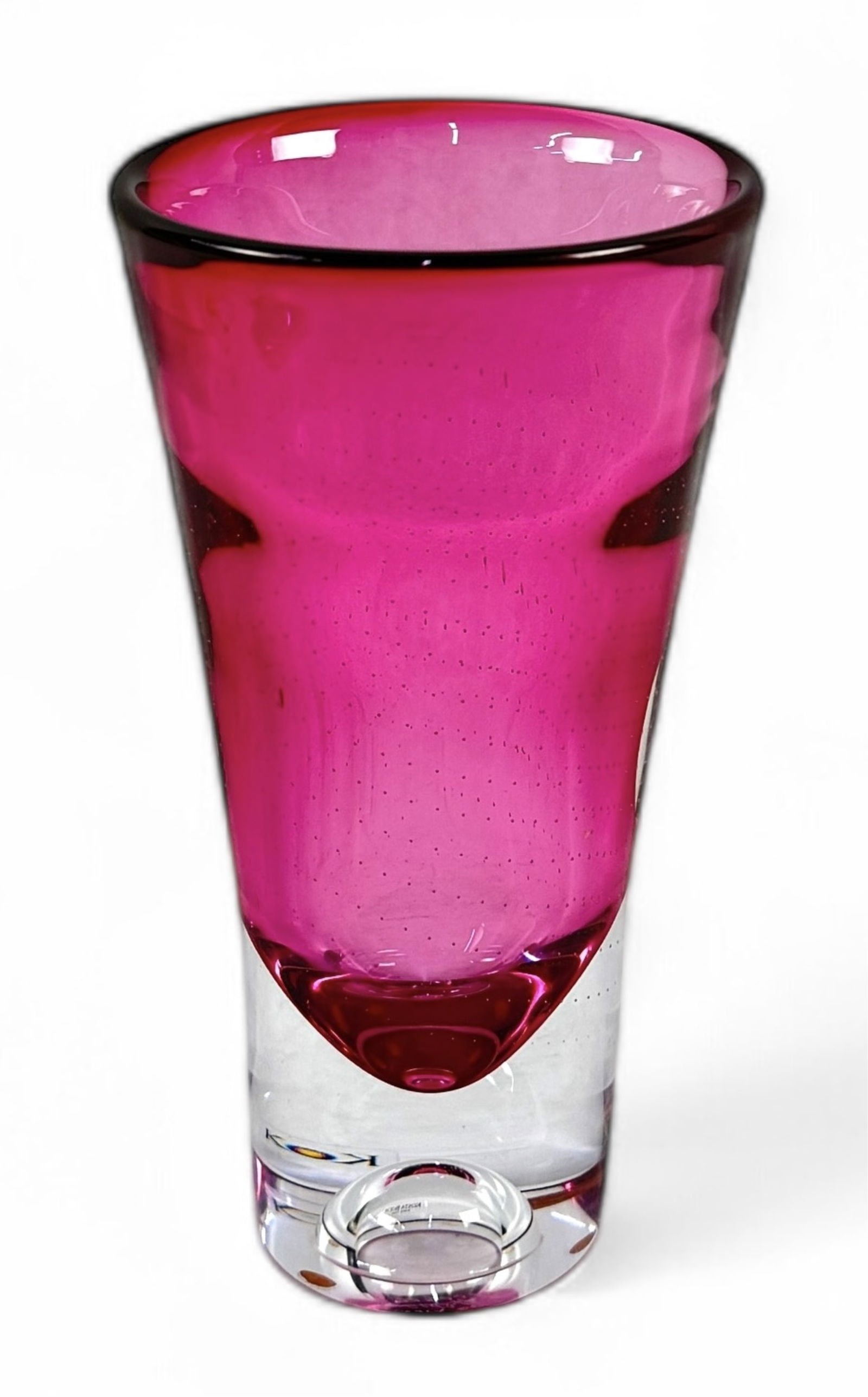 Goran Warff For Kosta Boda Rose Glass Vase: Signed on bottom. Dimensions: 9 1/4" x 4 1/2" Condition: very good no chips or cracks.