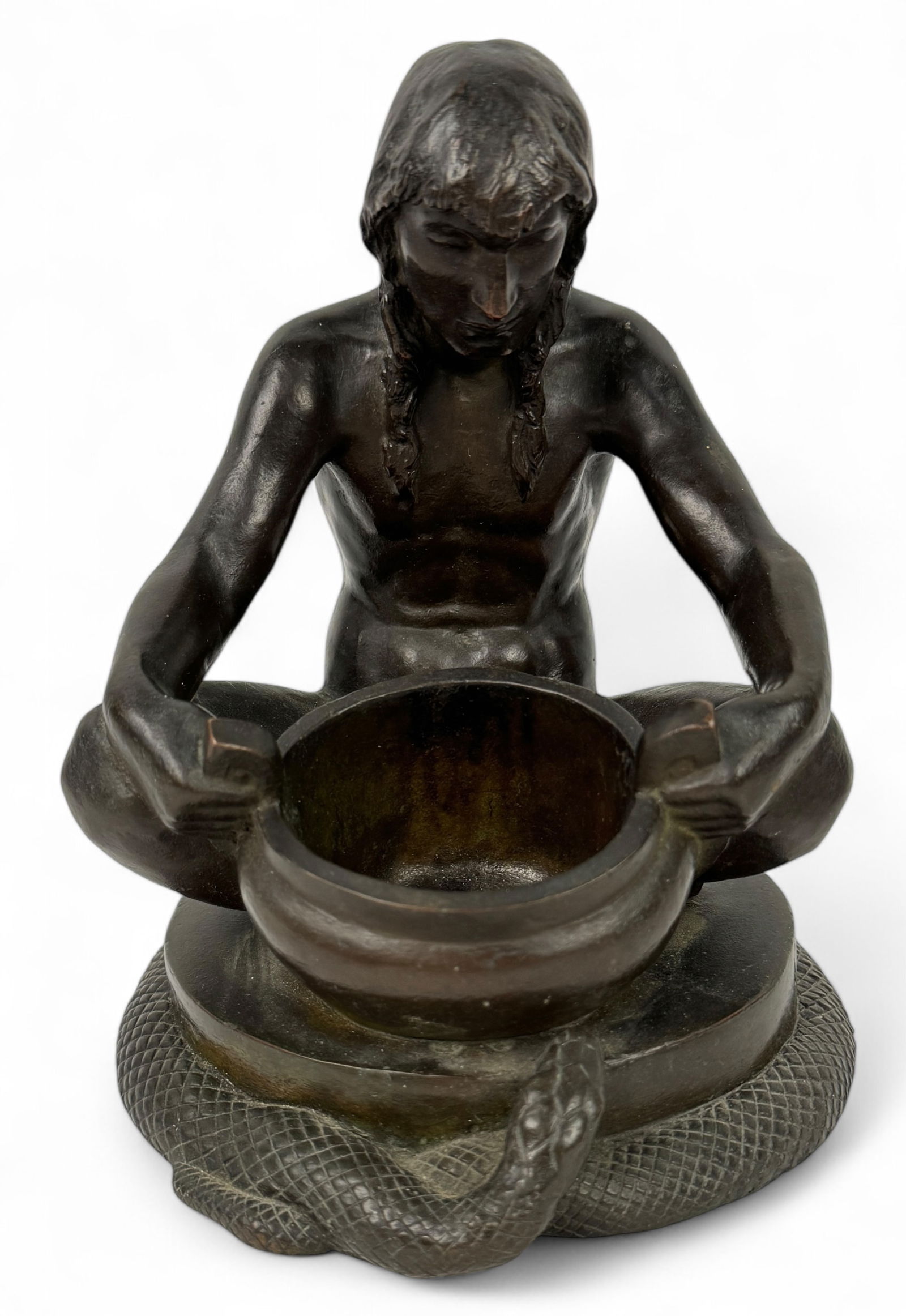 Abastenia St Leger Eberle Bronze Sculpture: Dimensions: 4 1/2" wide, 3" deep, 4 1/4" tall. Condition: Very good Artist Bio: Abastenia St. Leger Eberle is known for her dynamic and expressive bronze sculptures that often depict women, children,
