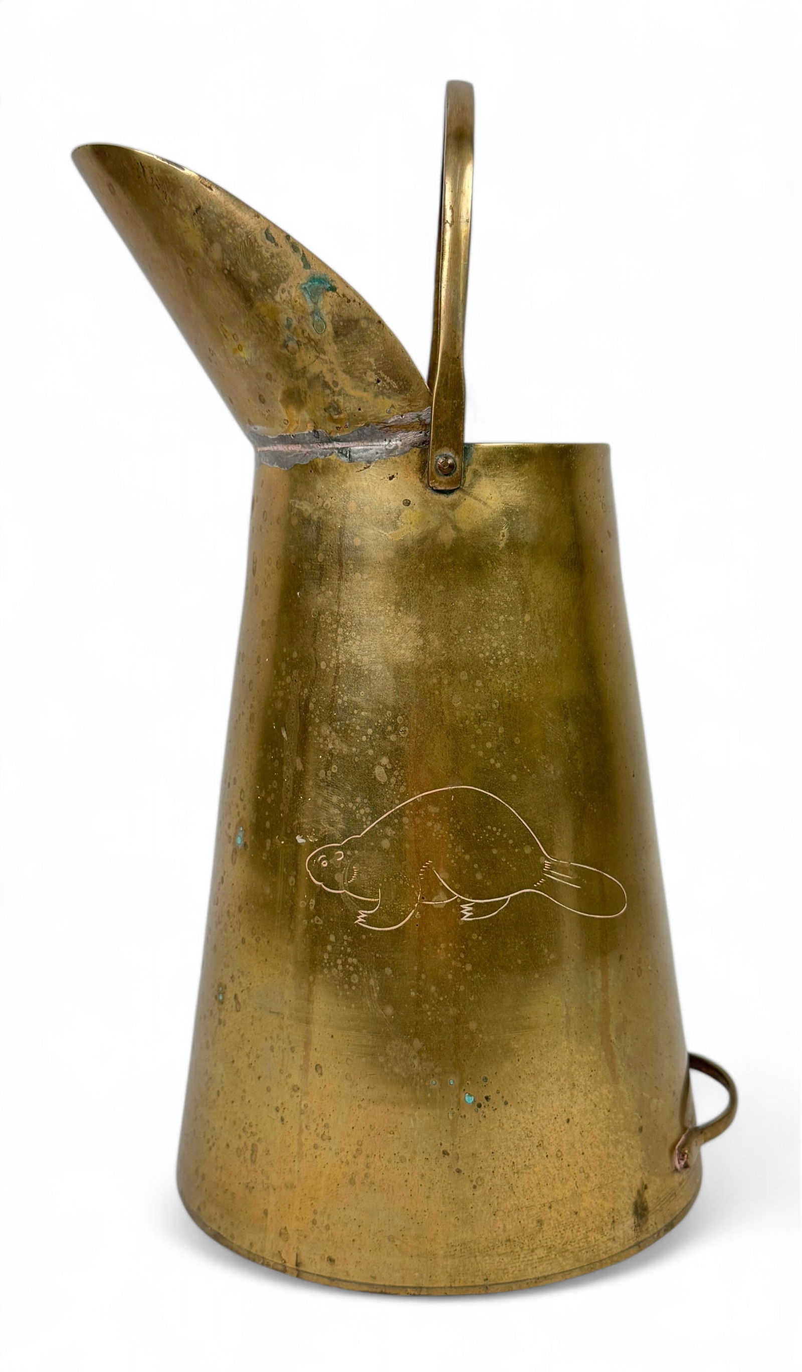 Hudson Bay Beaver Brass Coal Ash Scuttle (1 of 4)