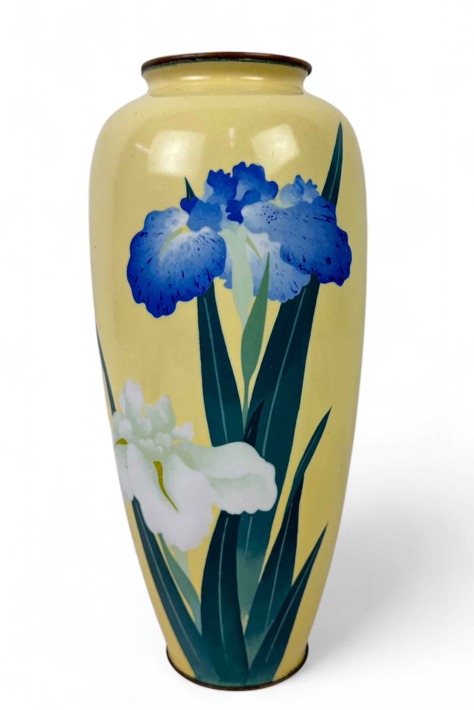 Japanese Iris Enameled Metal Large Vase (1 of 6)