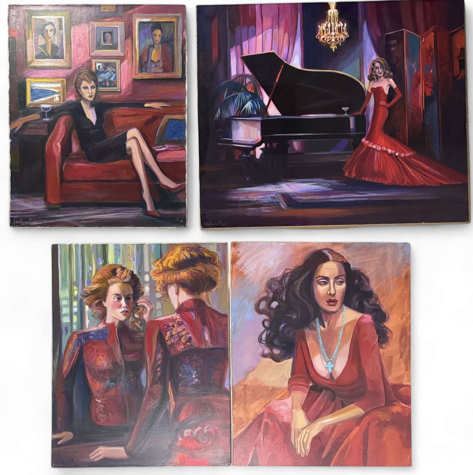 (4) Lisa Homan-Conger Oil On Canvas B: (3) are signed Size: (3) 30" x 24" ; (1) 30" x 36" Condition: one has indent otherwise in good condition