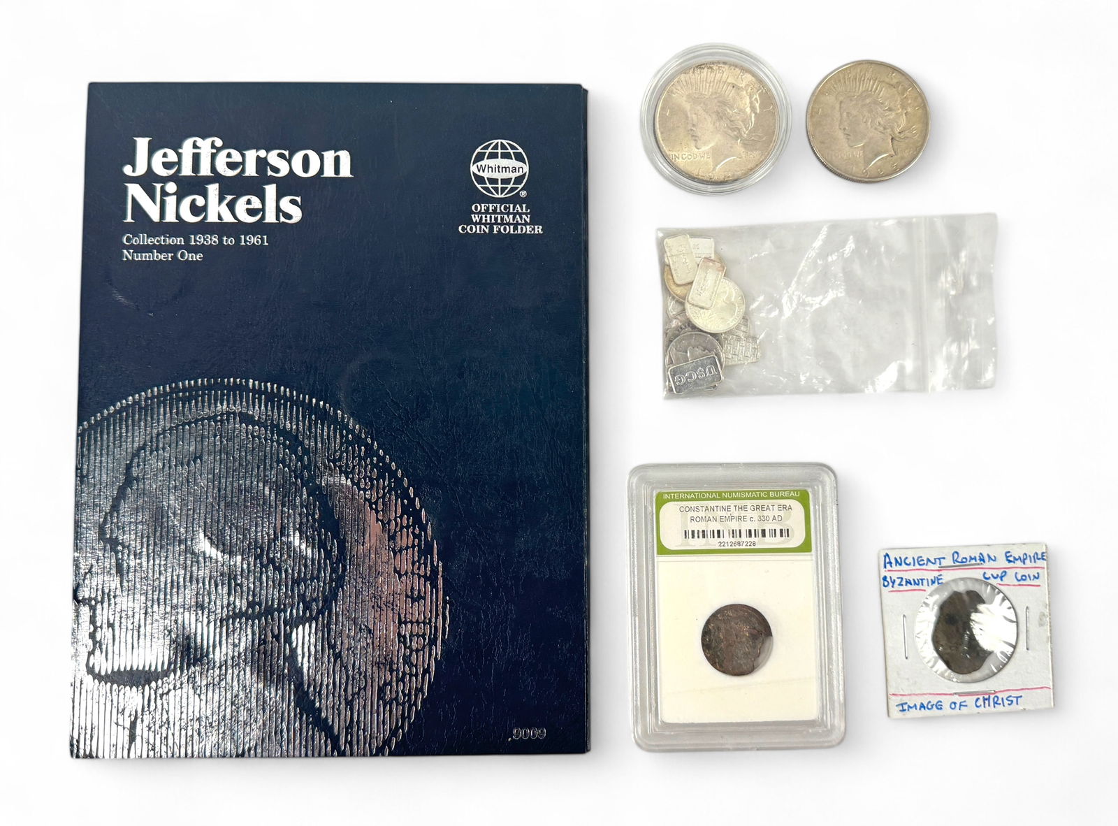 Incomplete Jefferson Nickel Set & 2 Peace Dollars (1 of 6)
