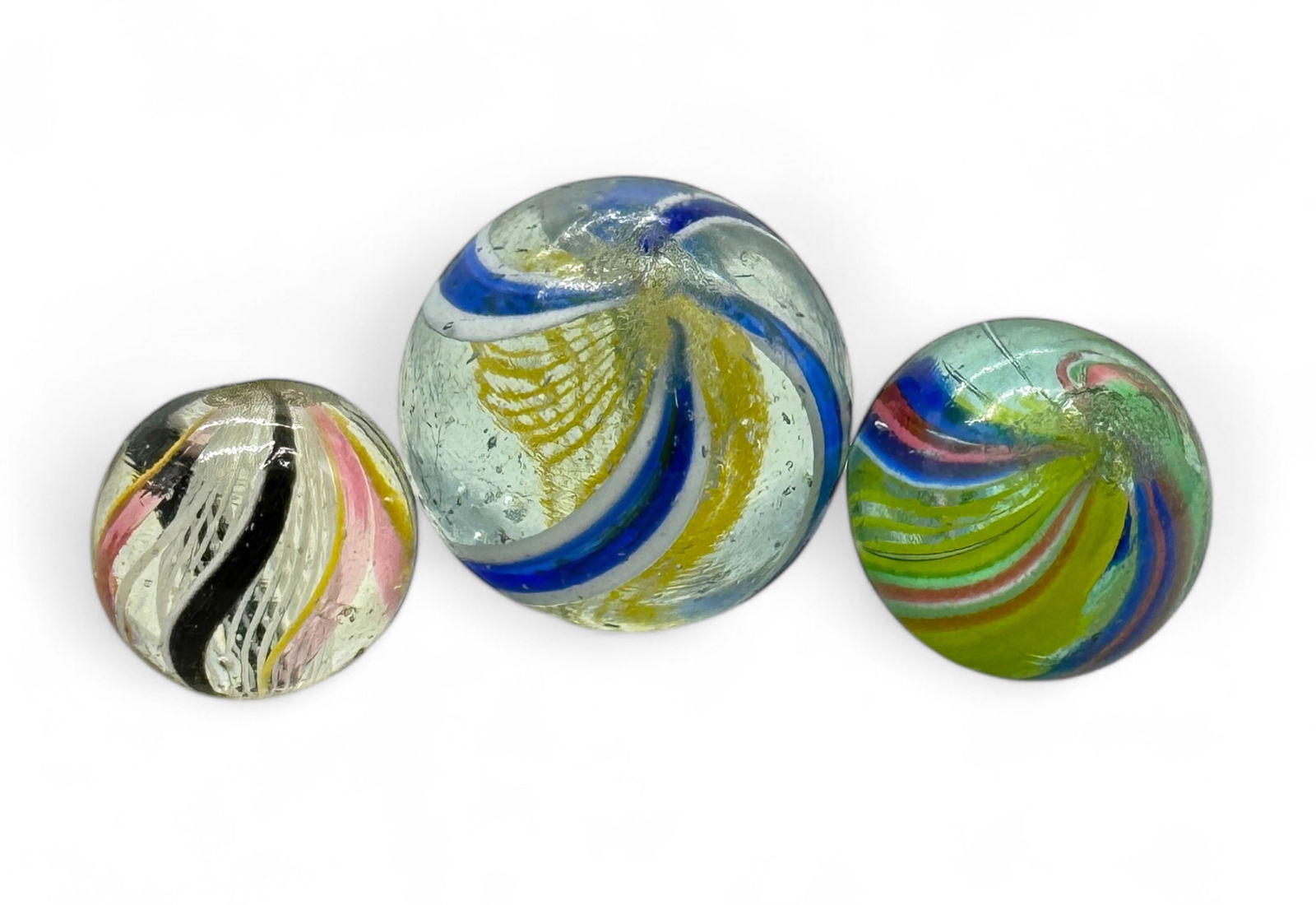 (3) Vintage Onion Skin Marbles (1 of 2)