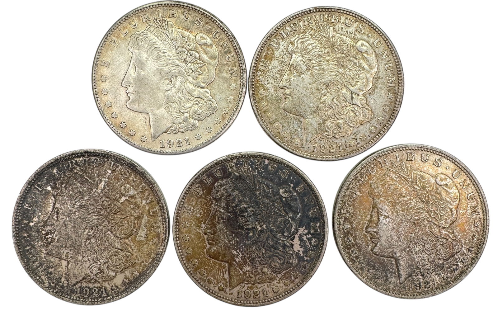 (5) 1921 Morgan Silver Dollars (1 of 2)
