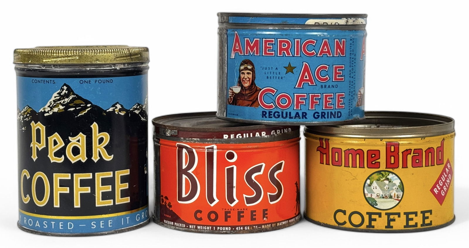 (4) Vintage Coffee Tin Cans Including Bliss (1 of 6)
