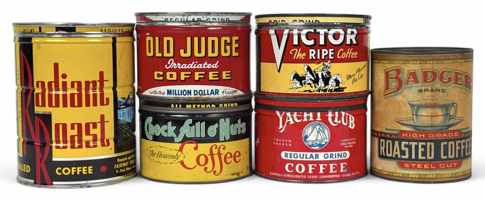 (6) Vintage Coffee Tins Including Victor (1 of 6)
