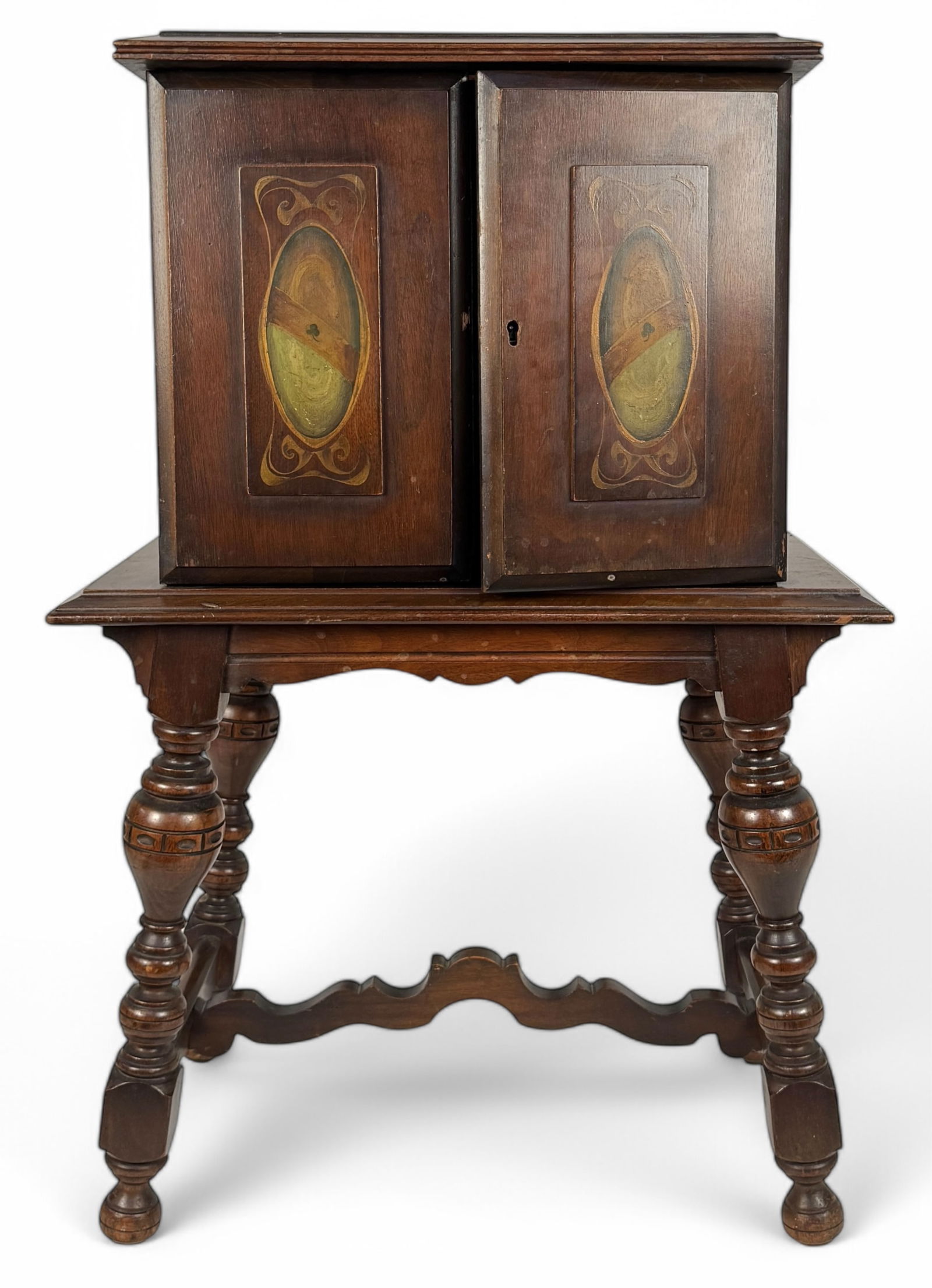 Antique Hand Painted Wood Humidor Cabinet (1 of 8)