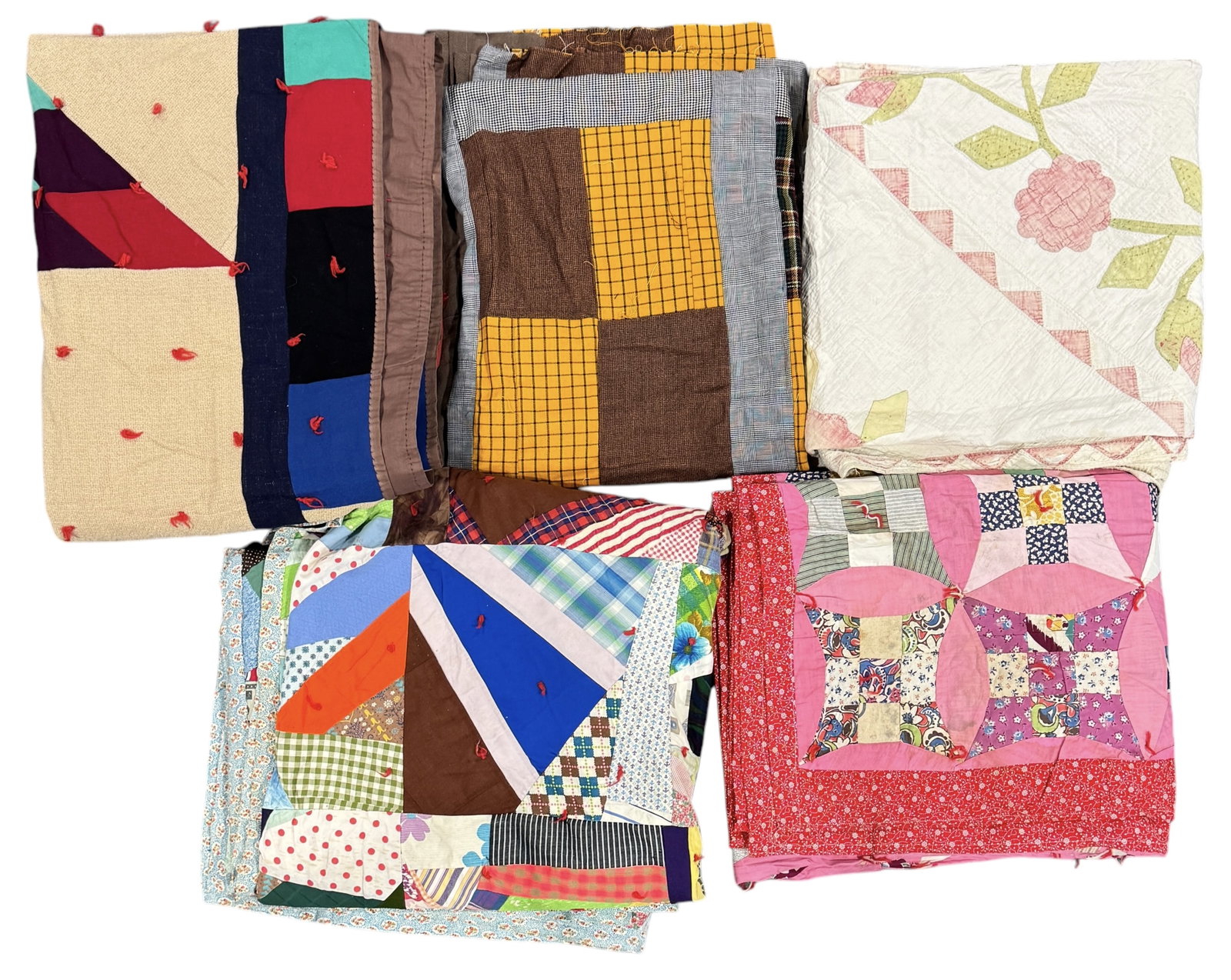 (5) Vintage Quilts Including "Broken Dishes" (1 of 7)