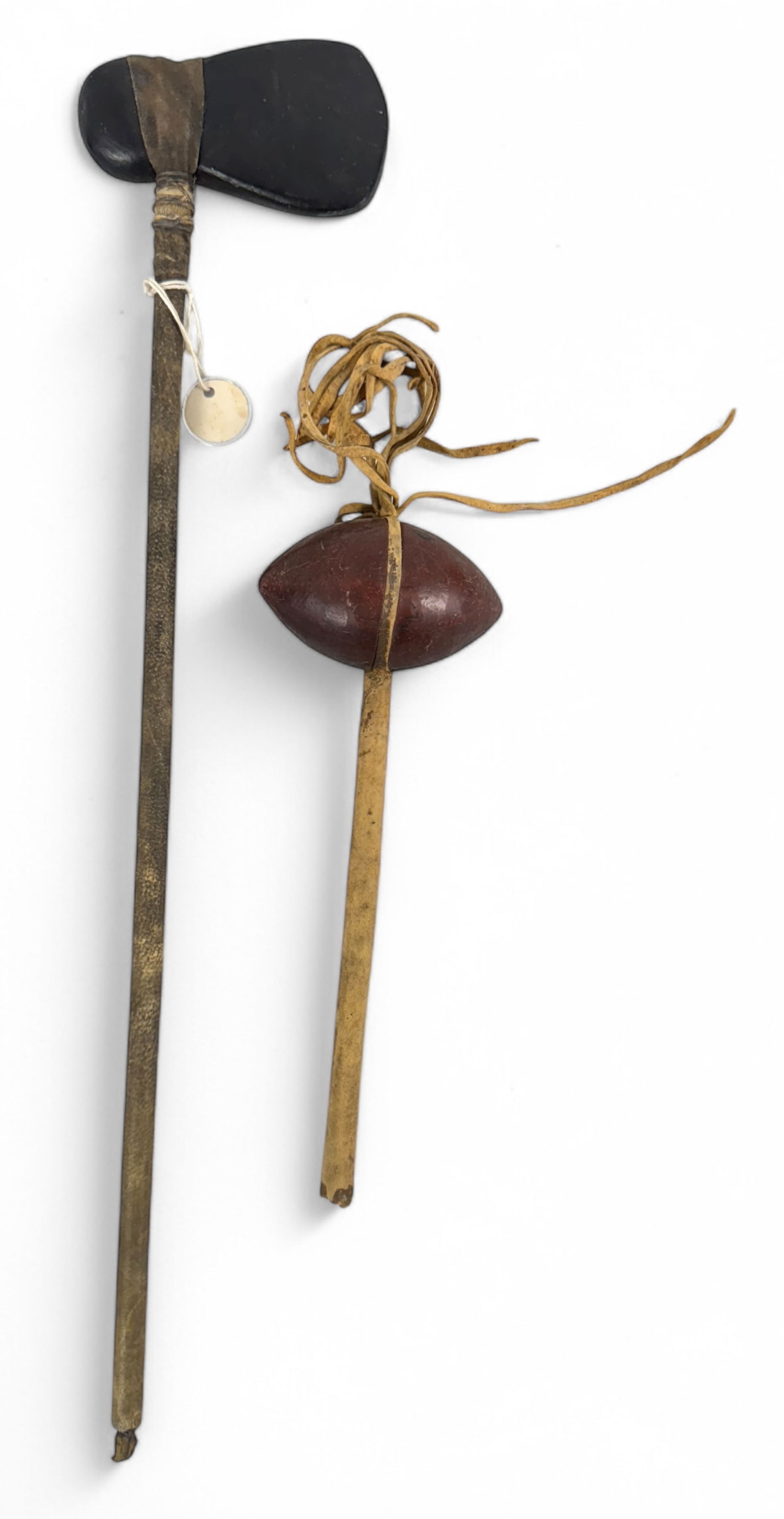 (2) Native American Hand-Carved War Clubs (1 of 5)