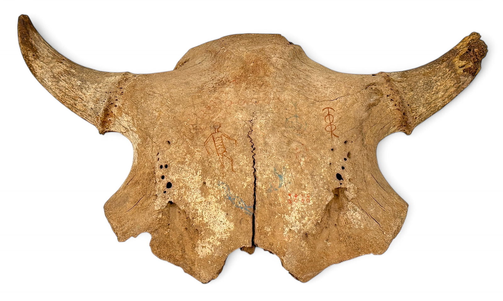 Native American Painted Hanging Bison Skull (1 of 9)