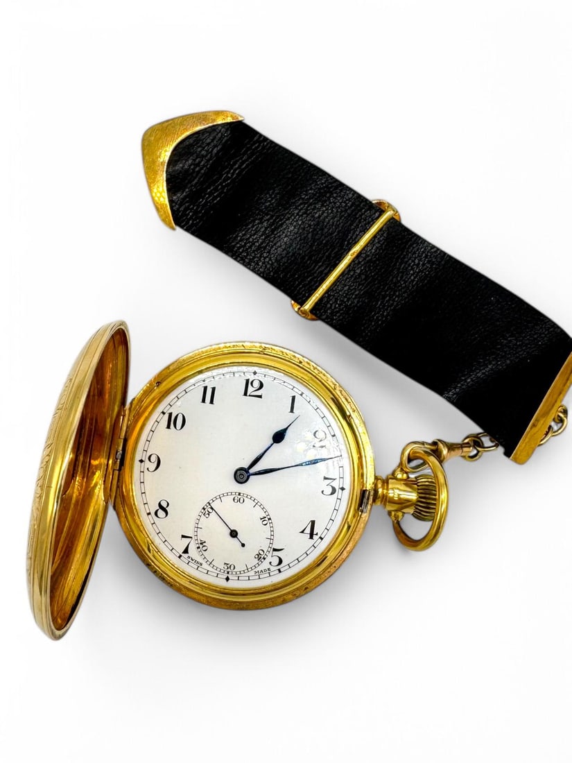 Solid 18K Gold Locle Swiss Pocket Watch W/ Fob (1 of 7)