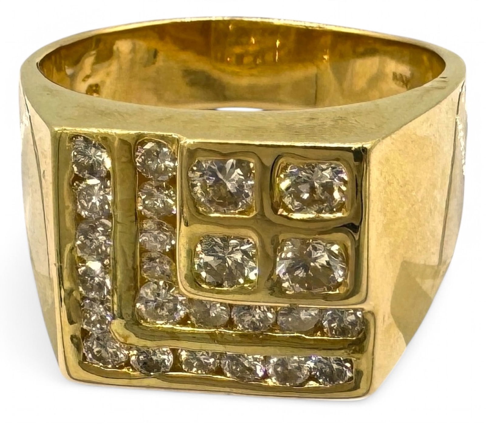 14K Yellow Gold & Diamond Men's Geometric Ring (1 of 7)