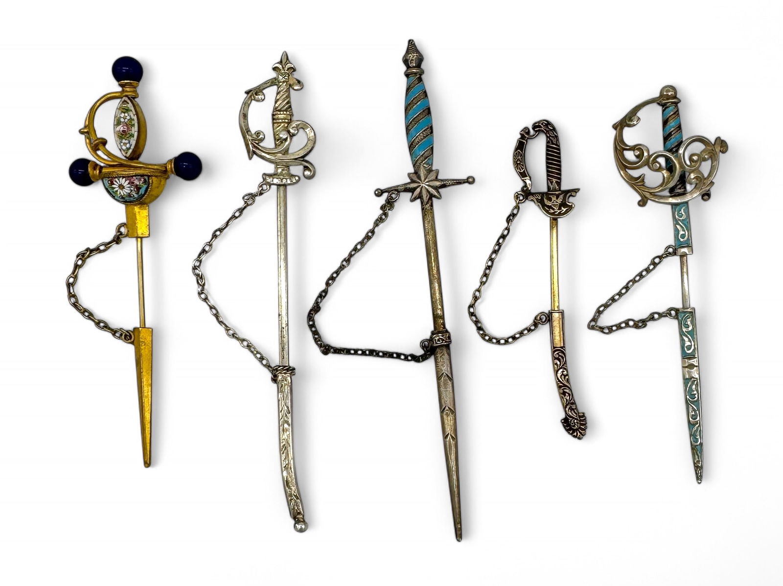 (5) Antique Victorian Sword Jabot Pins (1 of 8)