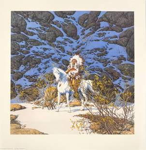 Bev Doolittle "Eagle Heart" Lithograph: "Look into the Eagle Heart" with COADimensions: 19 1/2" x 19"Condition: very good, in the original sleeve