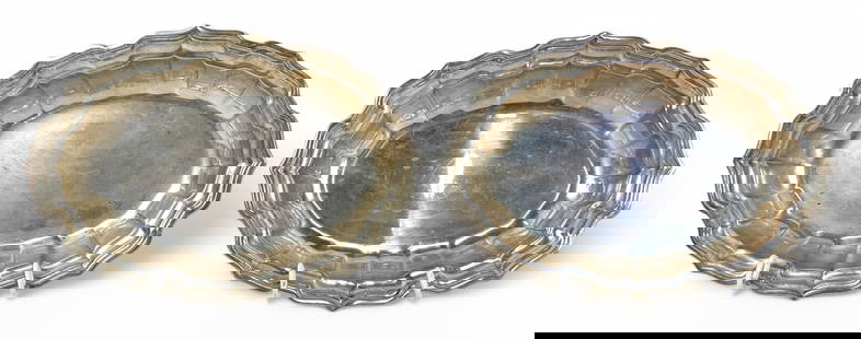 (2) Chippendale Sterling Silver Oval Dishes: Size: 10" x 7"Weight: 20.4oztCondition: light tarnish and minor spotting, no monograms or dents